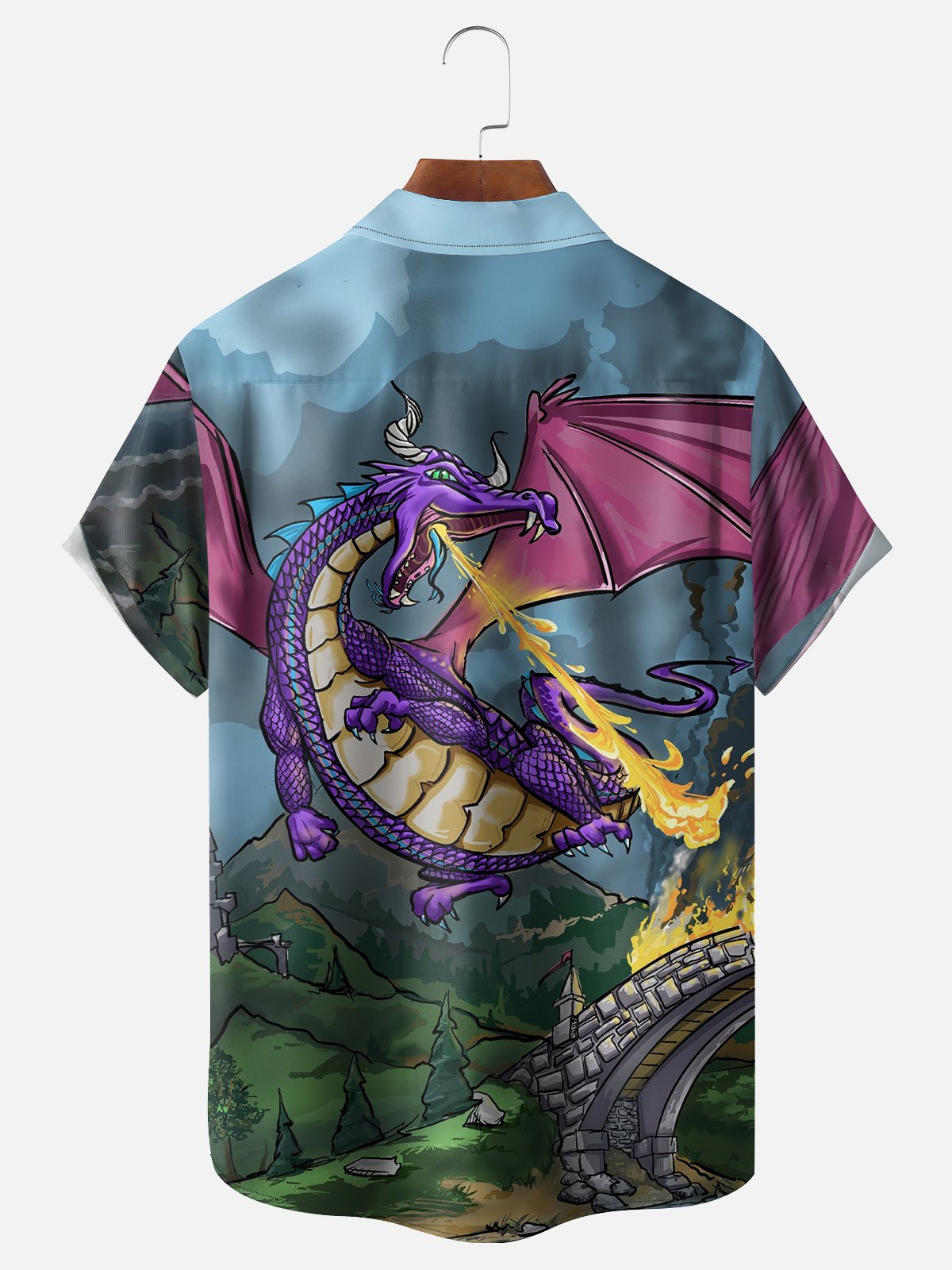 Hardaddy X Artist John Nelson Moisture-wicking Dragon Chest Pocket Hawaiian Shirt