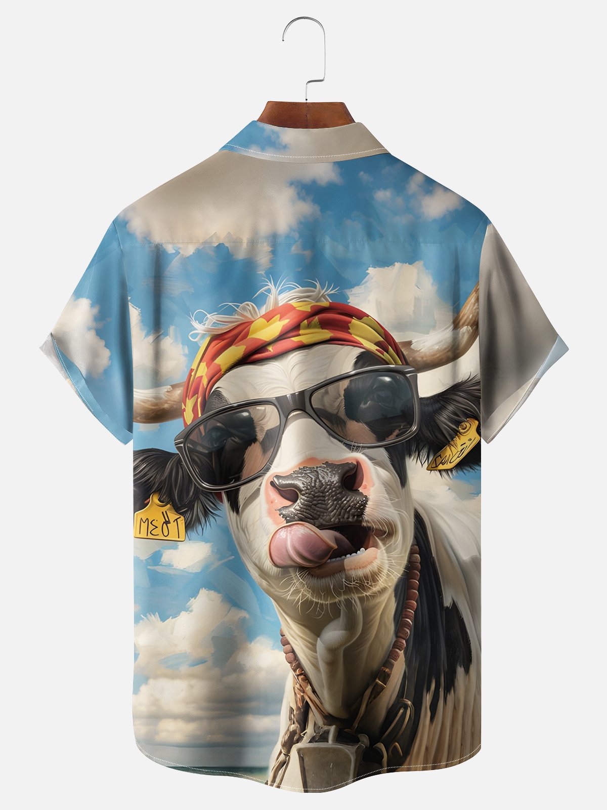 Moisture-wicking Cow Chest Pocket Casual Shirt