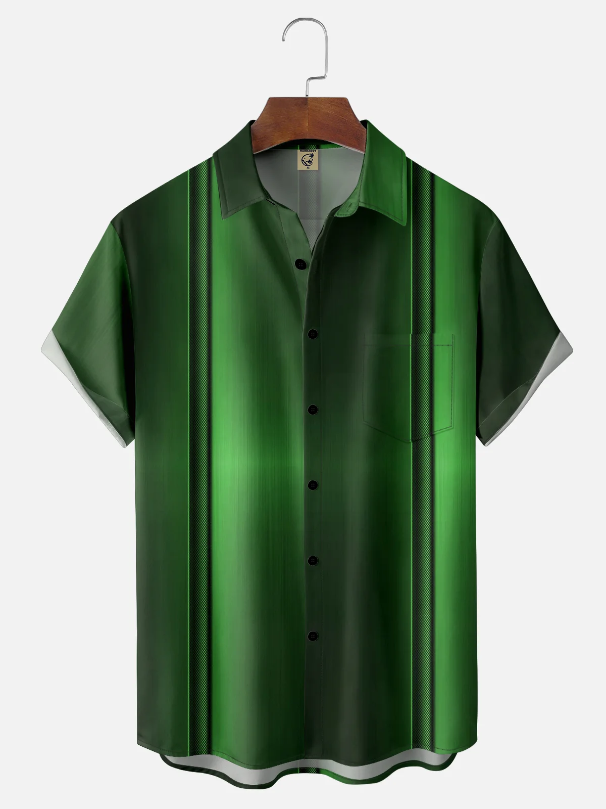 Hardaddy Moisture-wicking Breathable Ombre Chest Pocket Bowling Shirt