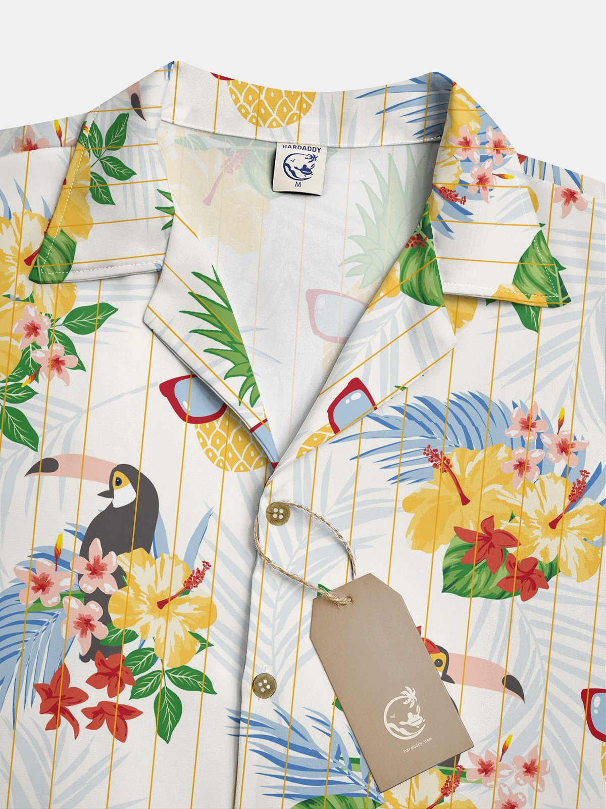Moisture-wicking Tropical Palm Tree Parrot Aloha Shirt