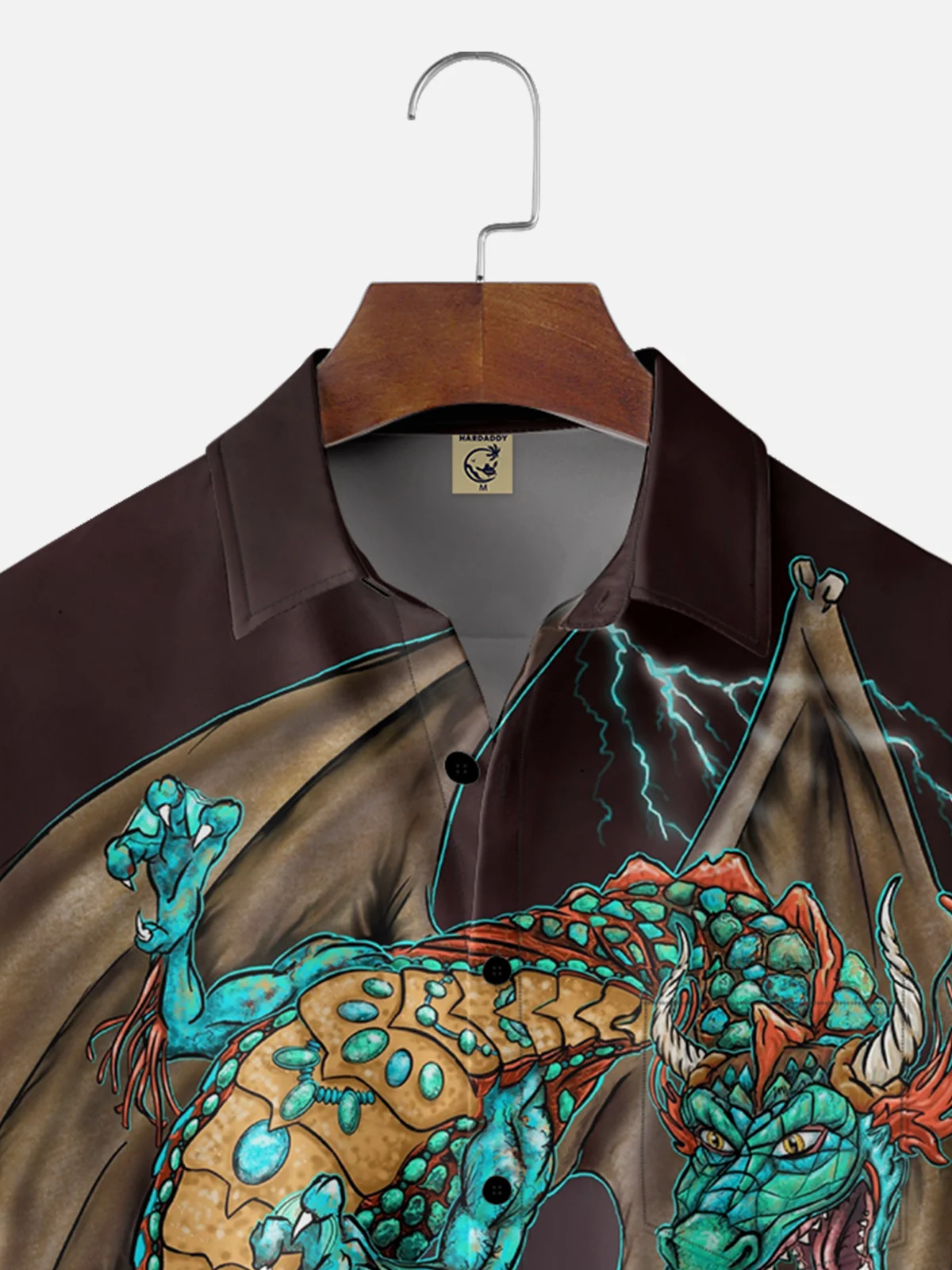Hardaddy X Artist John Nelson Moisture-wicking Dragon vs Shark Chest Pocket Hawaiian Shirt