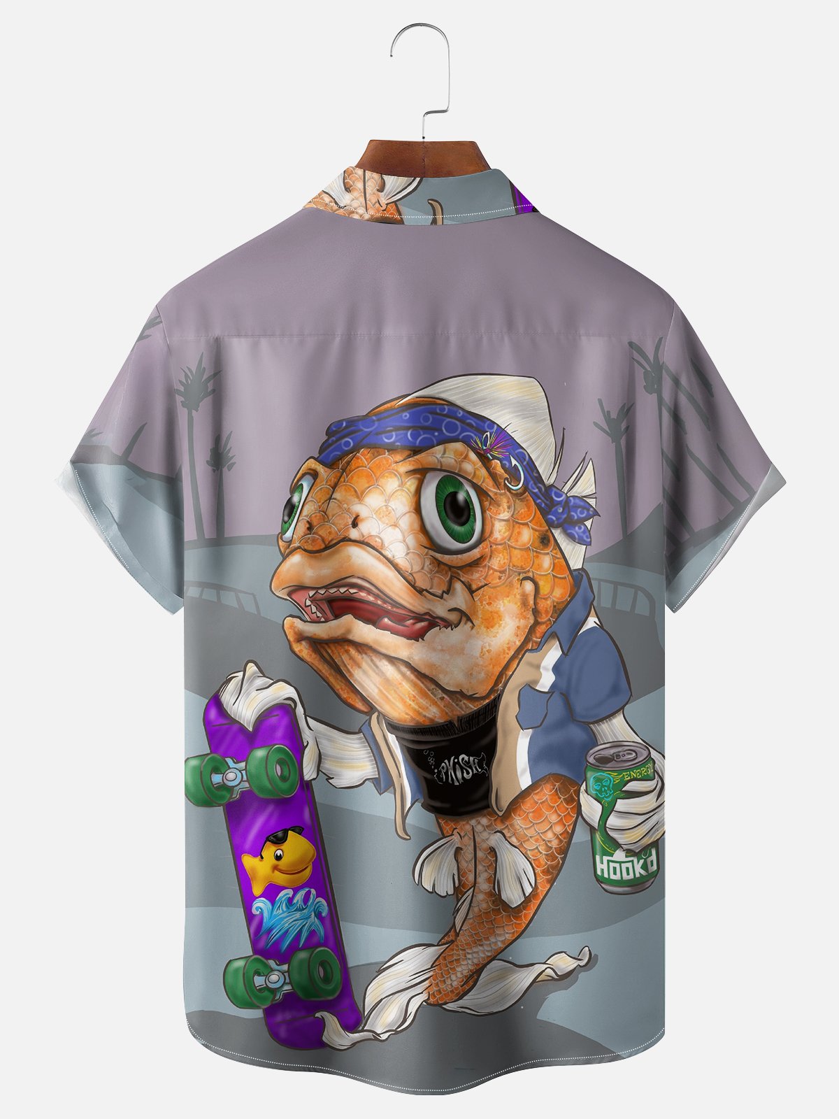 Hardaddy X Artist John Nelson Moisture-wicking Skateboard Fish Chest Pocket Hawaiian Shirt