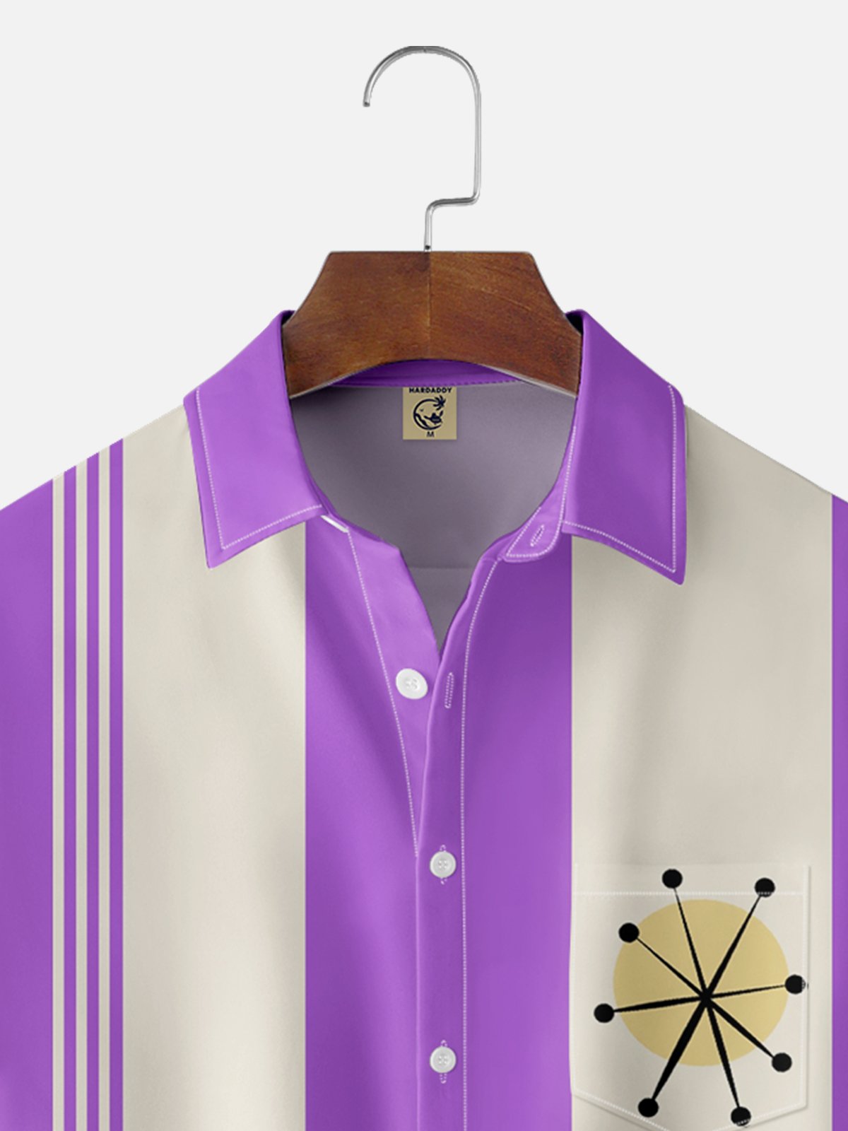 Hardaddy Mid Century Geometric Patterns Chest Pocket Short Sleeve Bowling Shirt