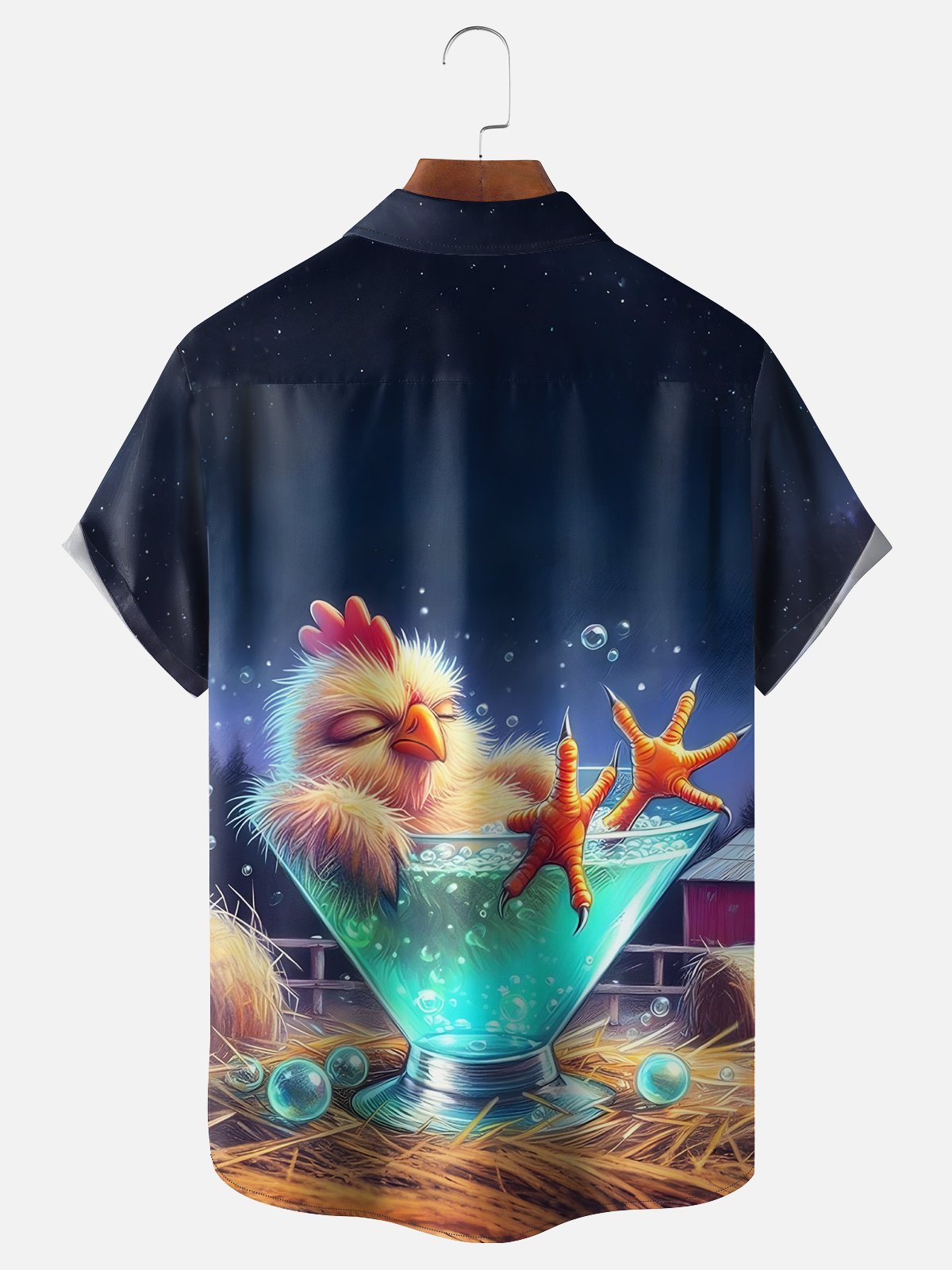 Moisture-wicking Cocktail Chicken Chest Pocket Hawaiian Shirt