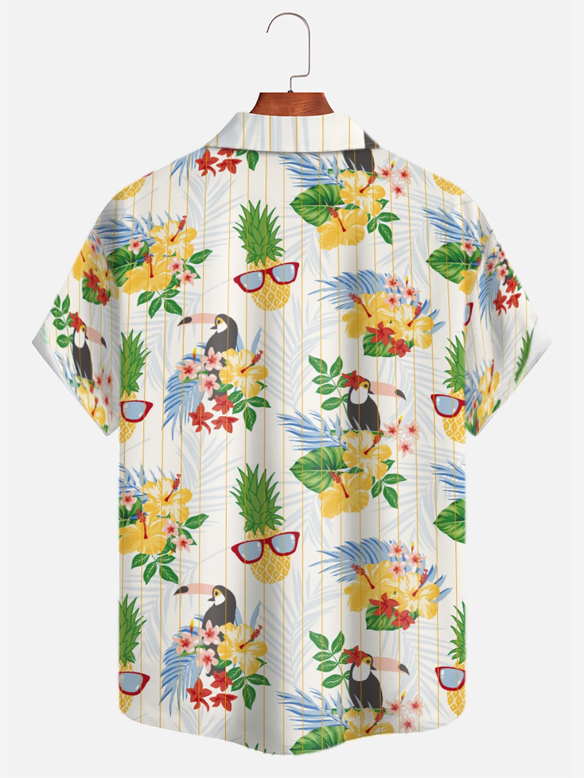 Moisture-wicking Tropical Palm Tree Parrot Aloha Shirt