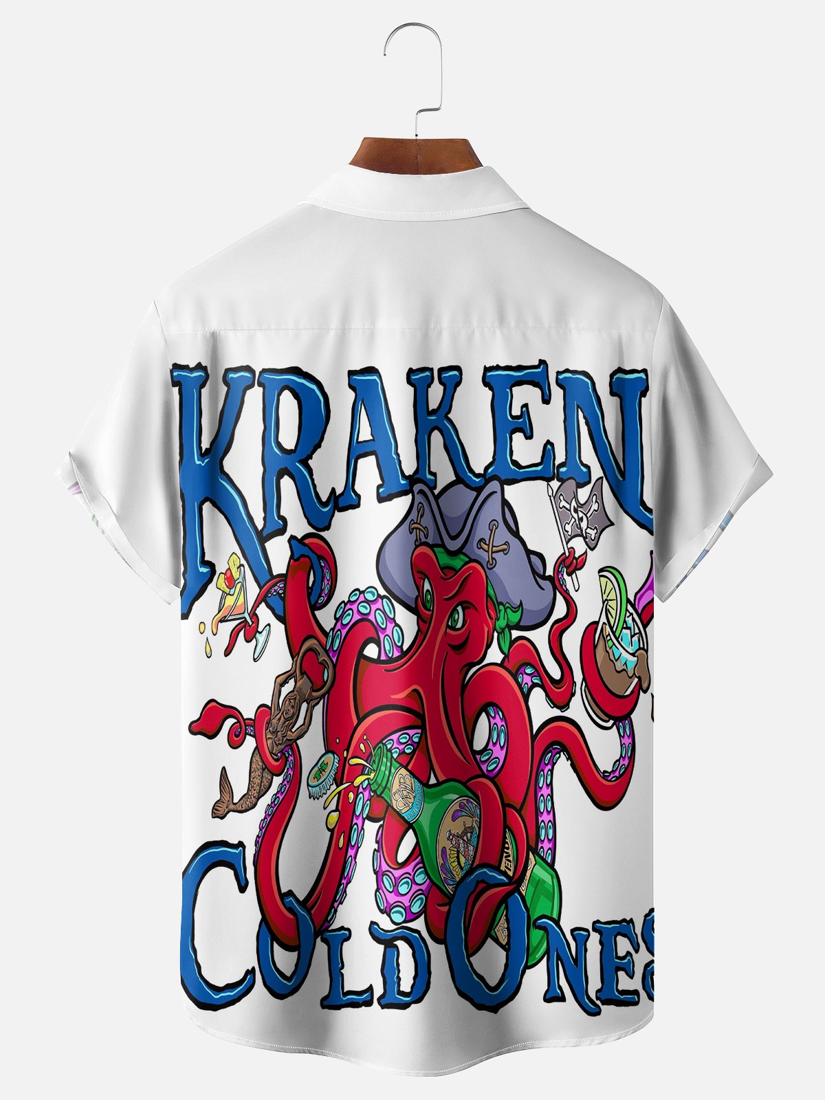 Hardaddy X Artist John Nelson Moisture-wicking Pirate Octopus Chest Pocket Hawaiian Shirt