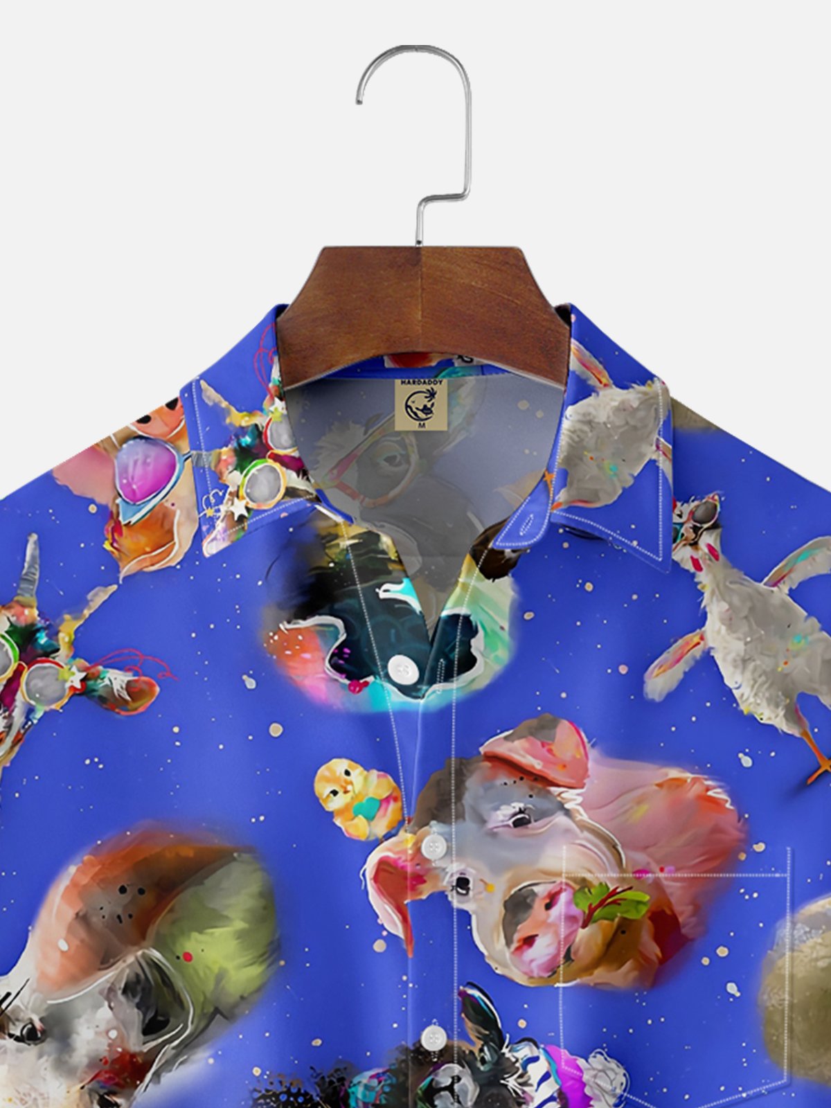 Moisture Wicking Pig Cow Chicken Sheep Chest Pocket Hawaiian Shirt