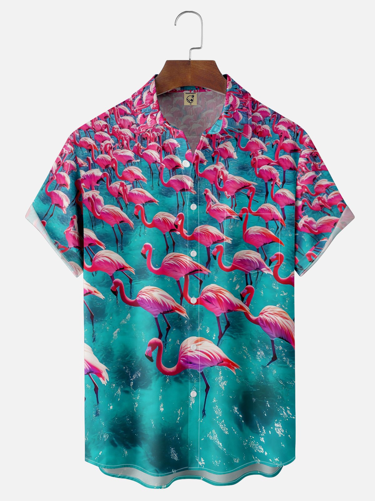 Moisture Wicking Flamingo Chest Pocket Hawaiian Shirt
