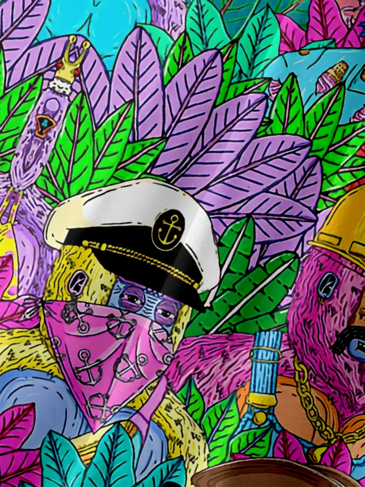 Moisture Wicking Marijuana Leaf Bigfoot Party Chest Pocket Hawaiian Shirt