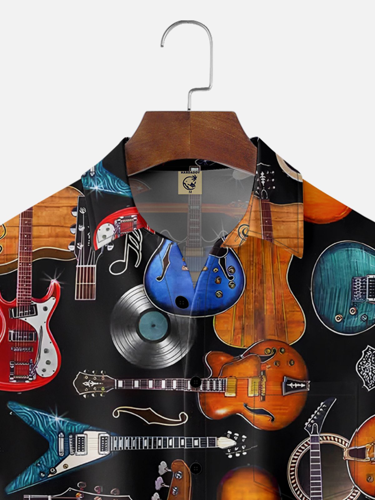 Moisture Wicking Music Guitar Chest Pocket Hawaiian Shirt