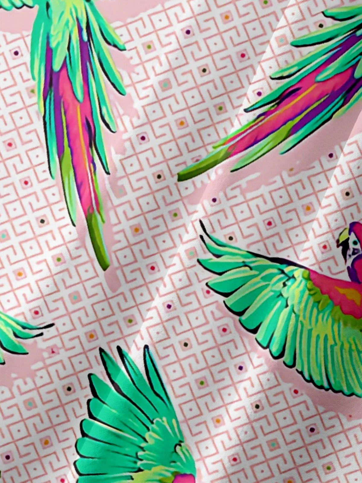 Moisture Wicking Parrot Chest Pocket Hawaiian Shirt