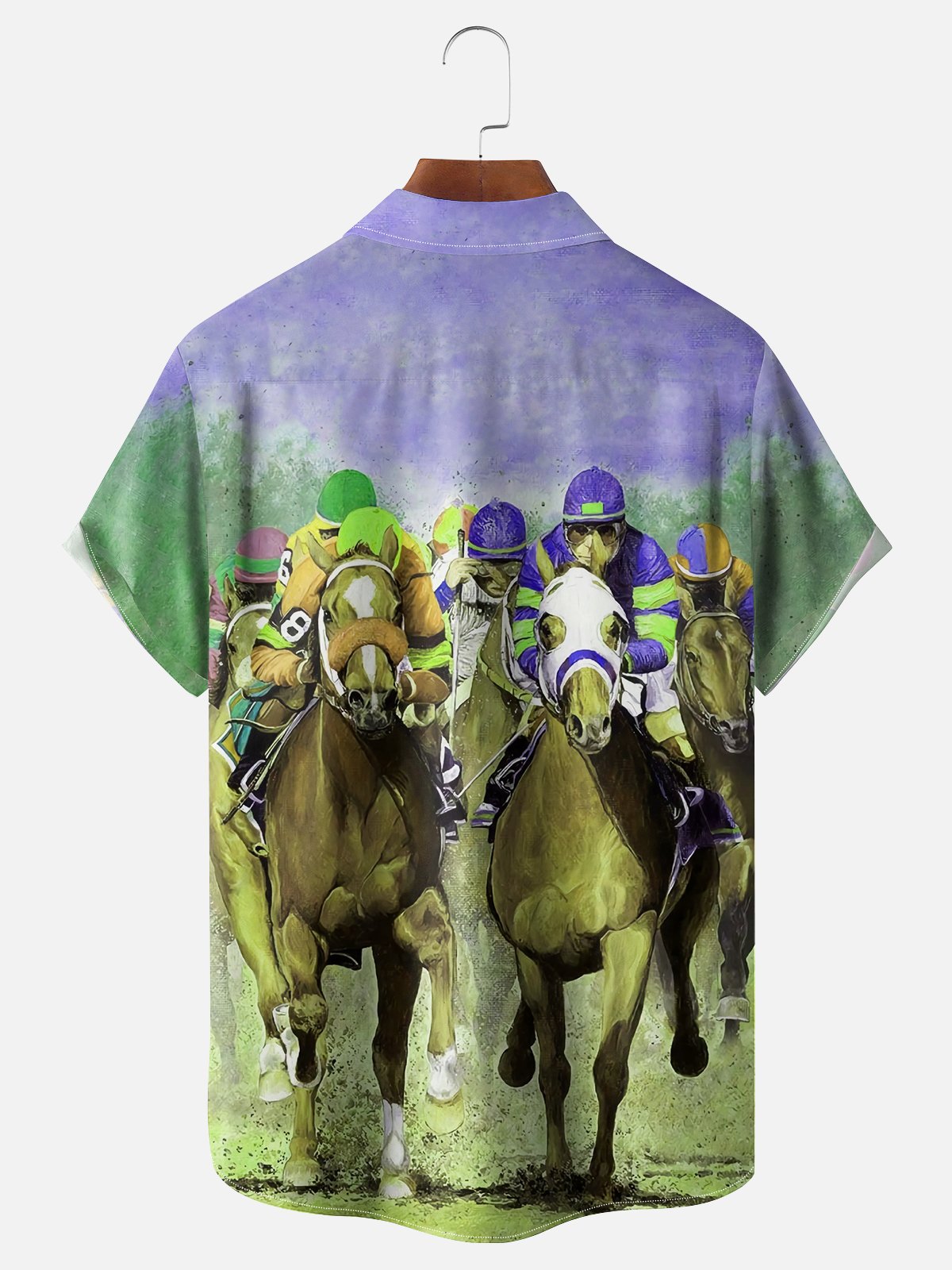 Men's Kentucky Derby Attire Moisture-Wicking Horse Racing Print Shirt