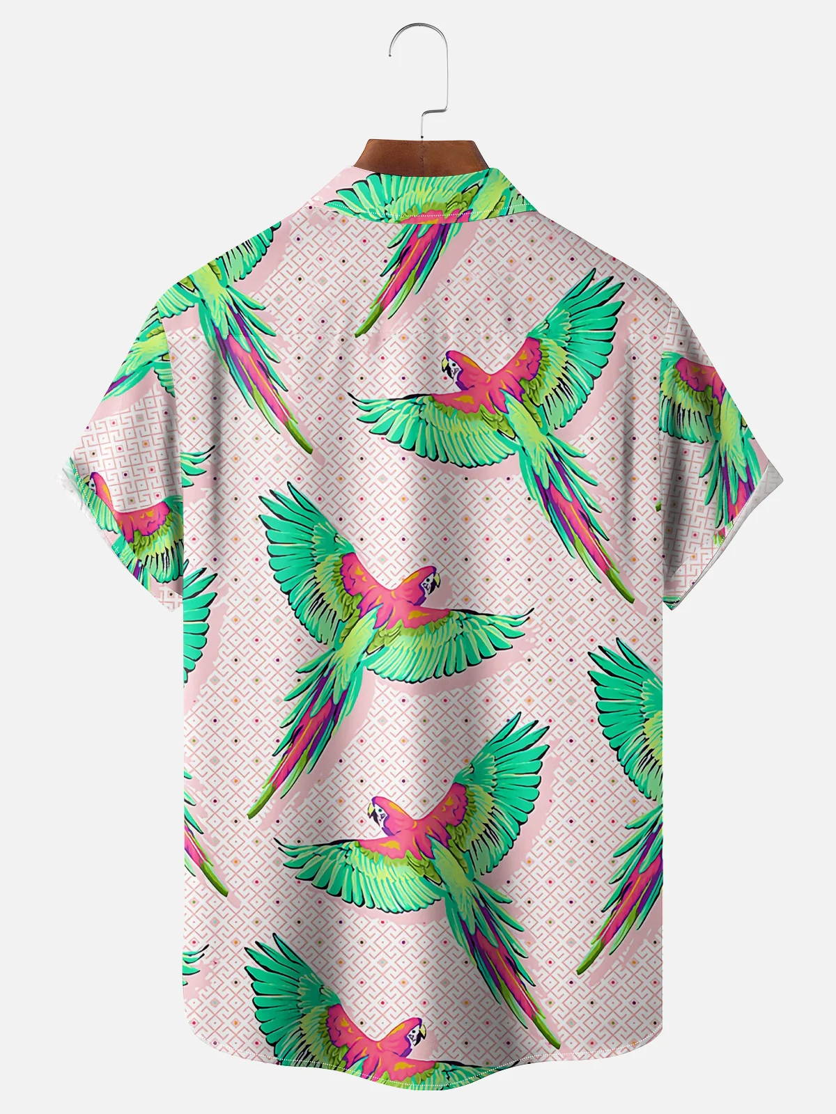 Moisture Wicking Parrot Chest Pocket Hawaiian Shirt