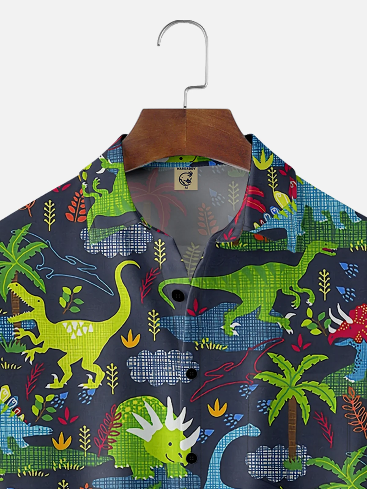 Moisture Wicking Plants Dinosaur Chest Pocket Hawaiian Shirt
