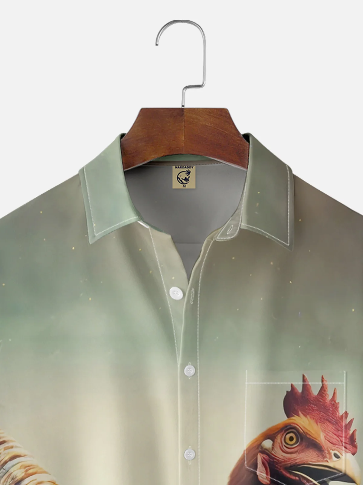 Moisture Wicking Funny Dinosaur Chicken Chest Pocket Hawaiian Shirt
