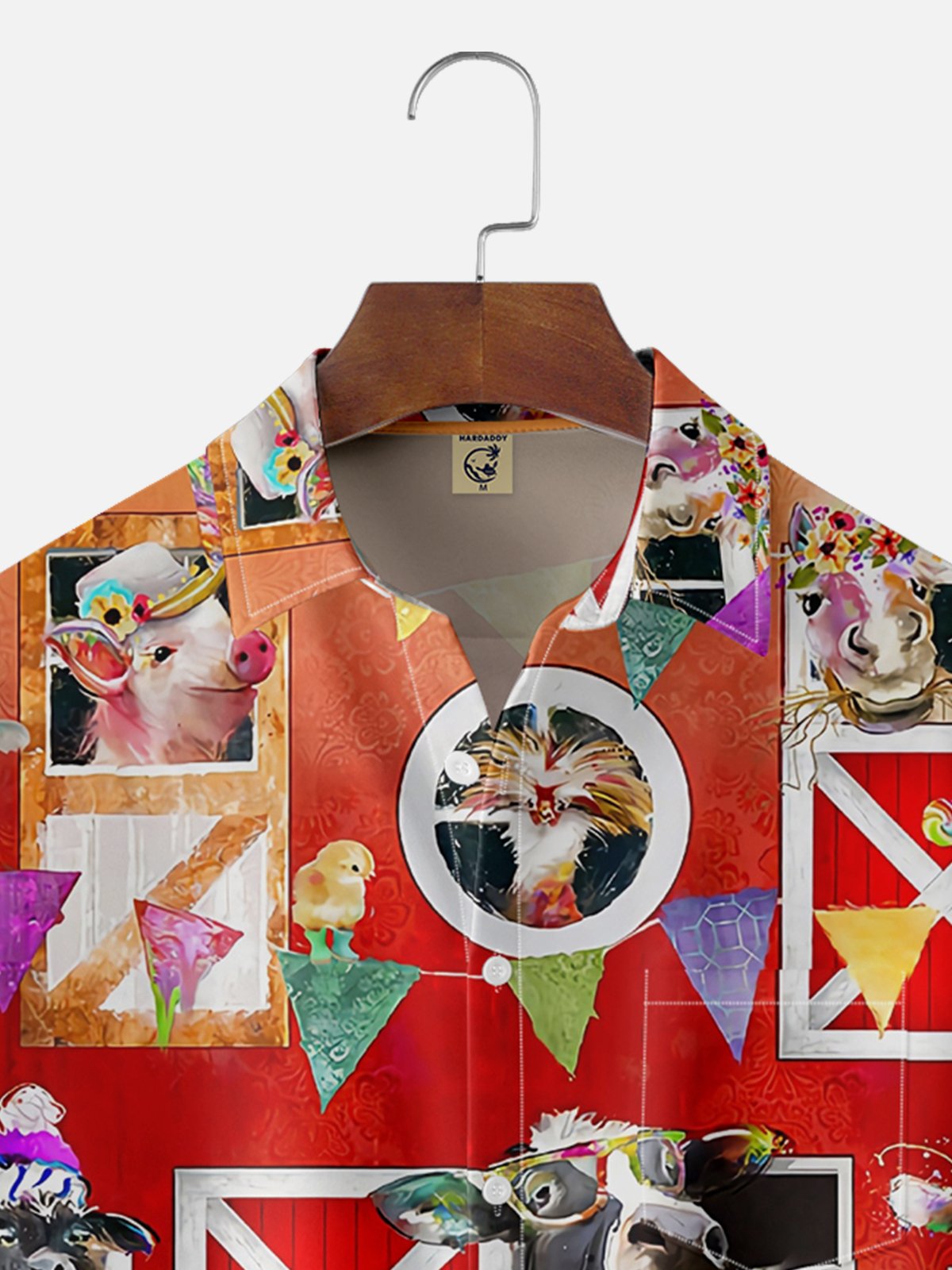 Moisture Wicking Pig Cow Chicken Sheep Chest Pocket Hawaiian Shirt