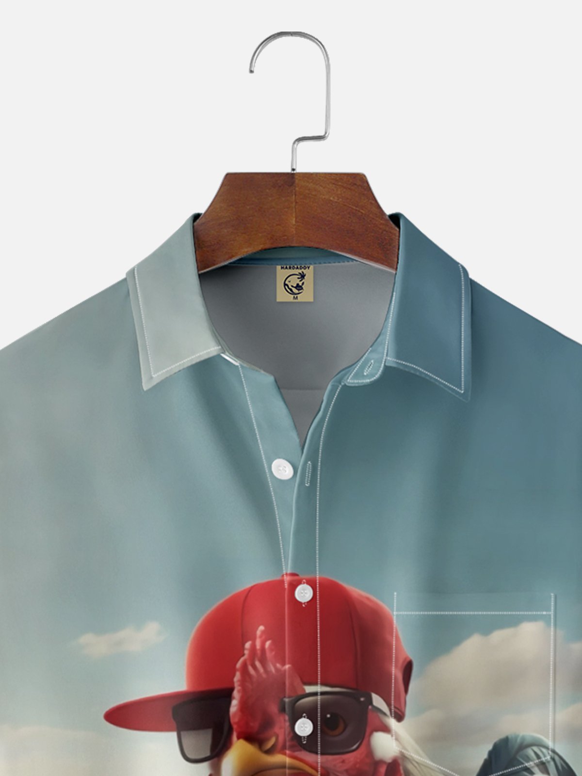 Moisture Wicking Funny Chicken Chest Pocket Hawaiian Shirt
