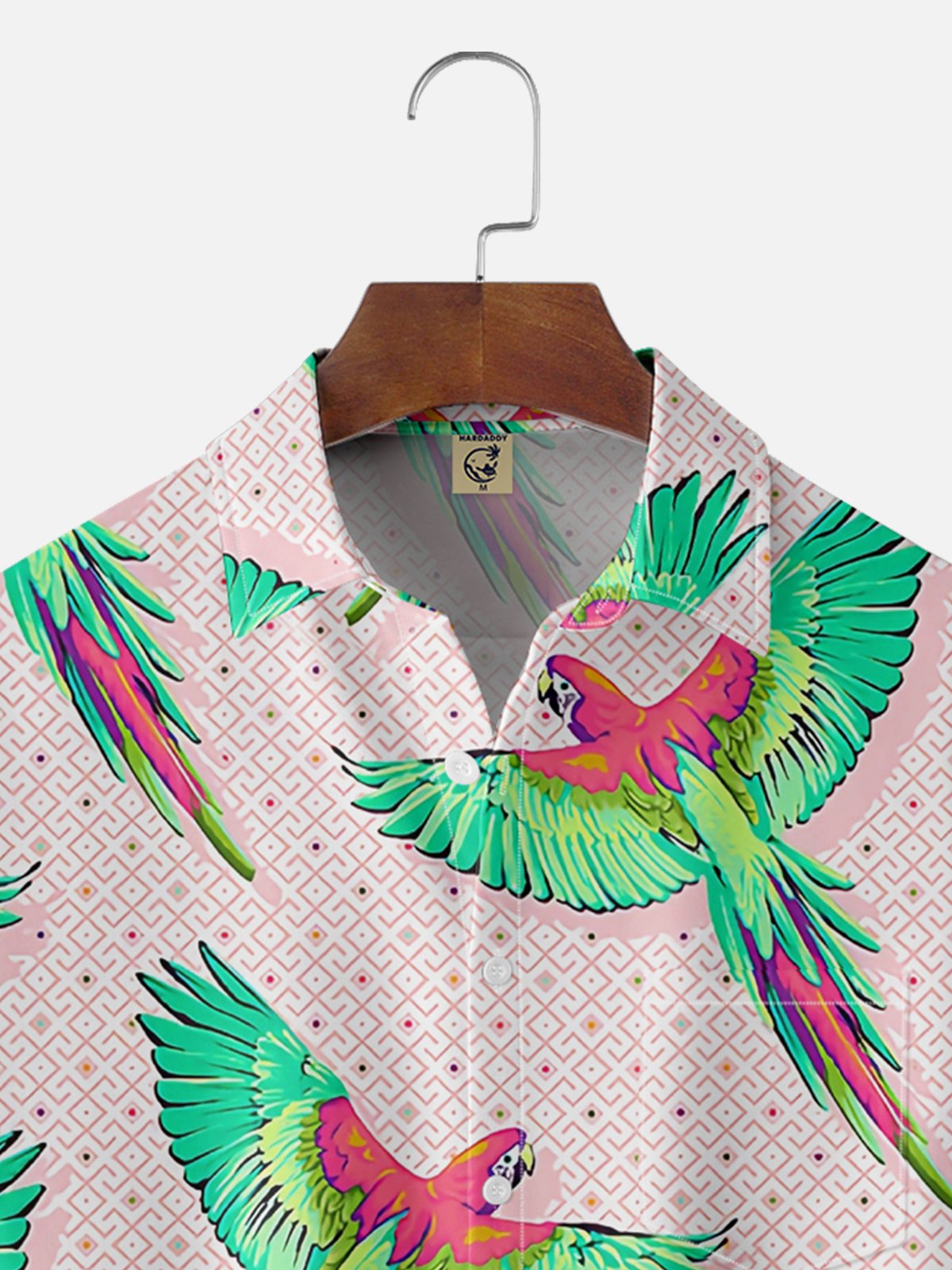 Moisture Wicking Parrot Chest Pocket Hawaiian Shirt