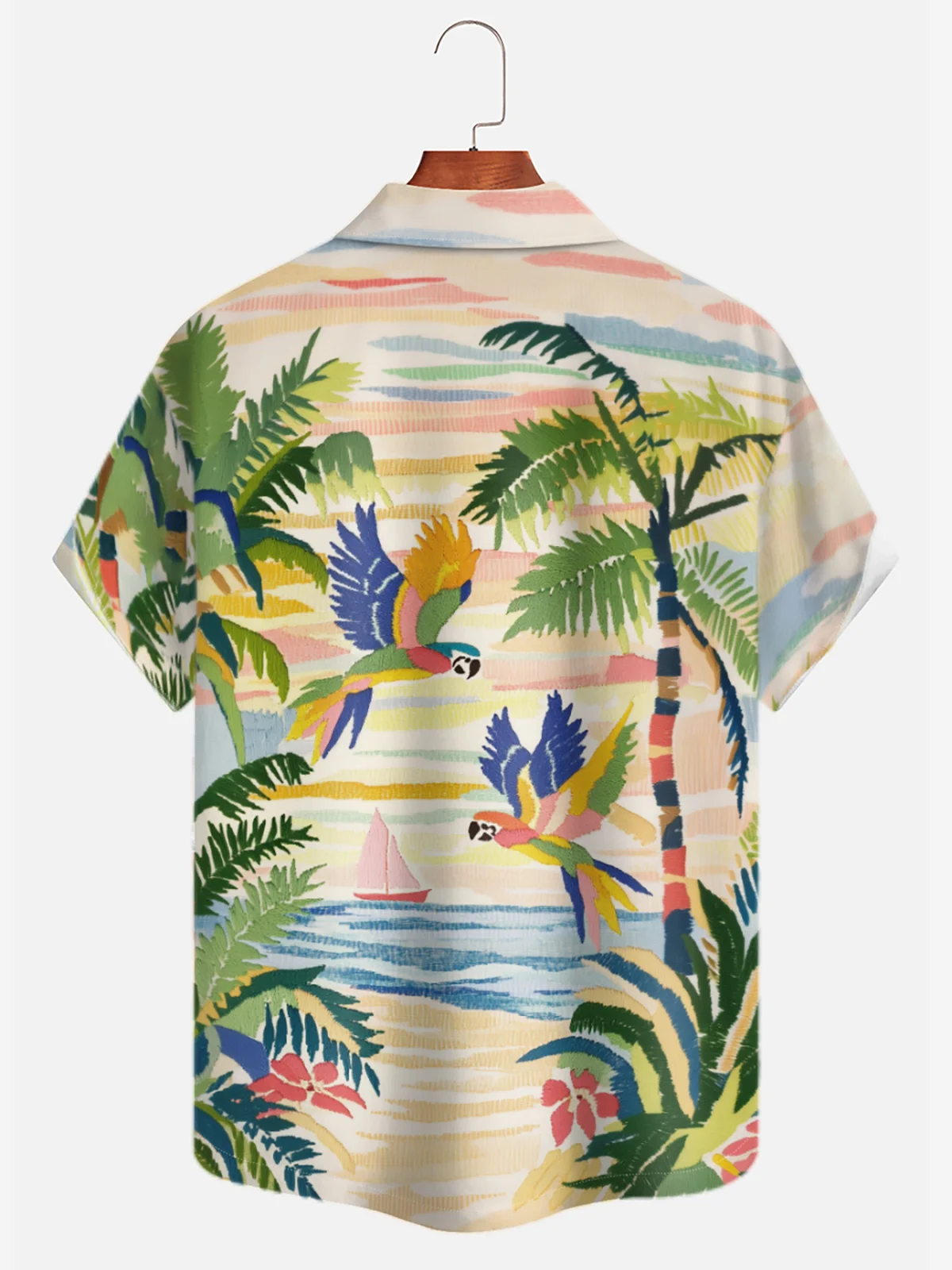 Moisture-wicking Parrot Coconut Beach Hawaiian Shirt