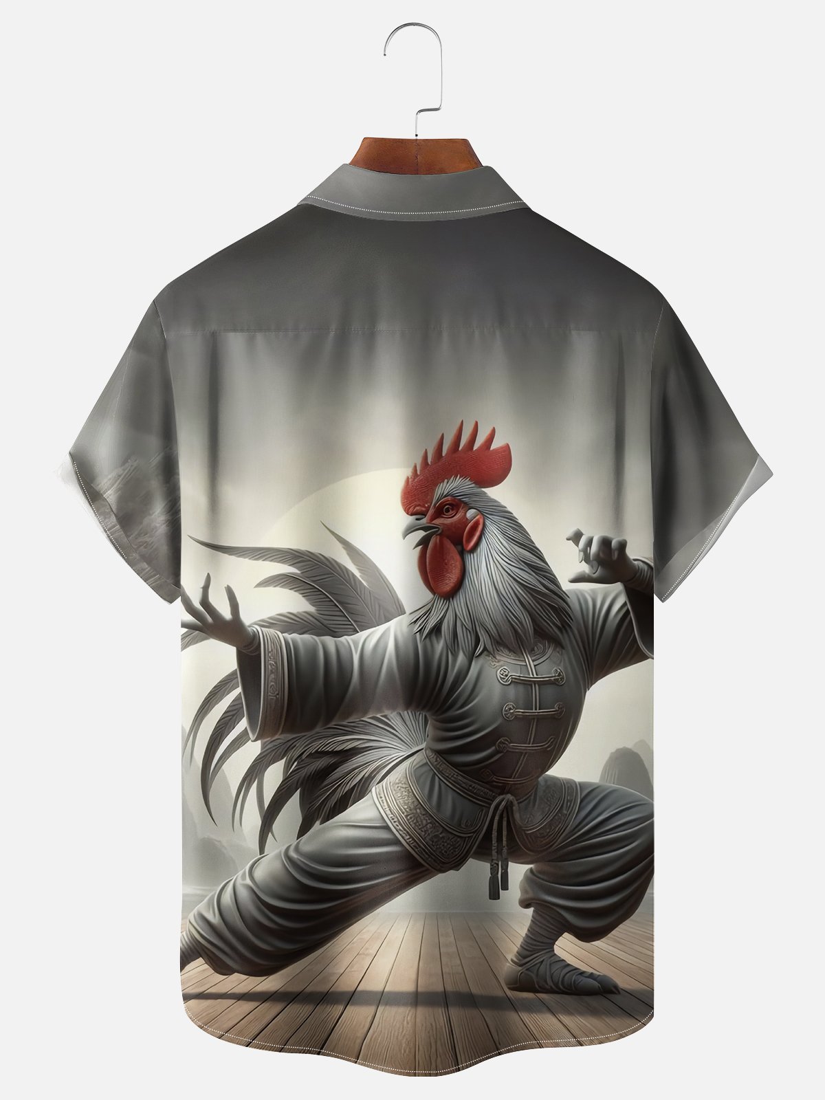 Moisture Wicking Kung Fu Chicken Chest Pocket Hawaiian Shirt