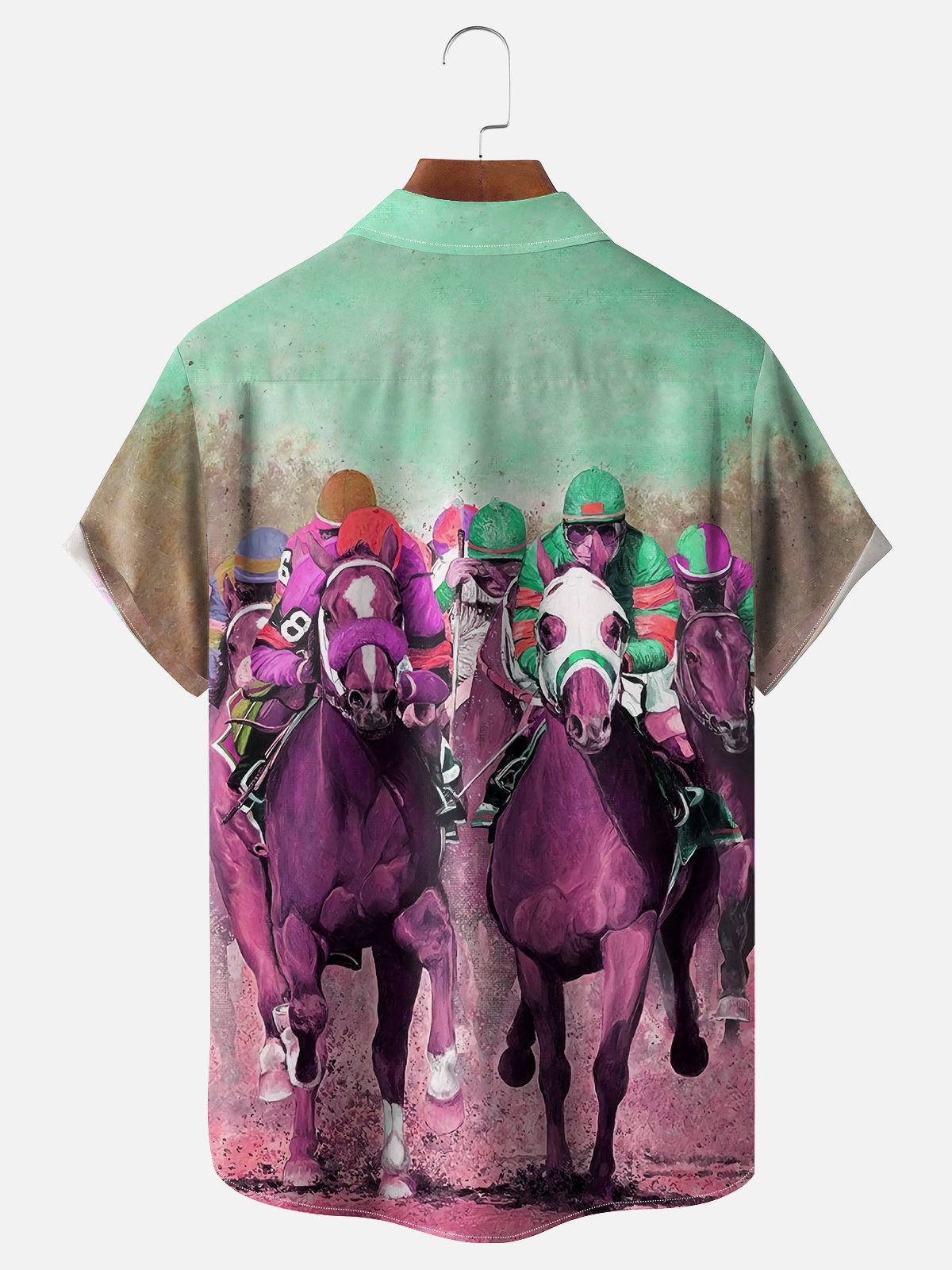 Men's Kentucky Derby Attire Moisture-Wicking Horse Racing Print Shirt