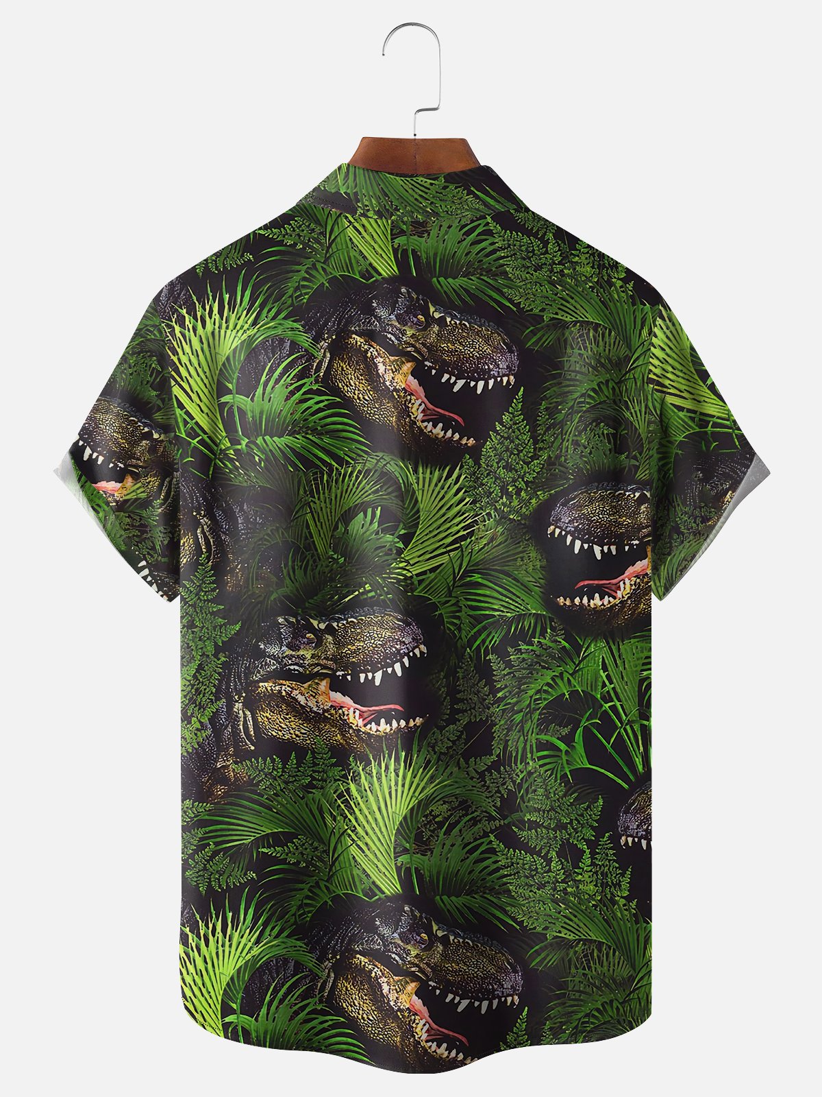 Moisture Wicking Jurassic T-Rex Chest Pocket Hawaiian Shirt