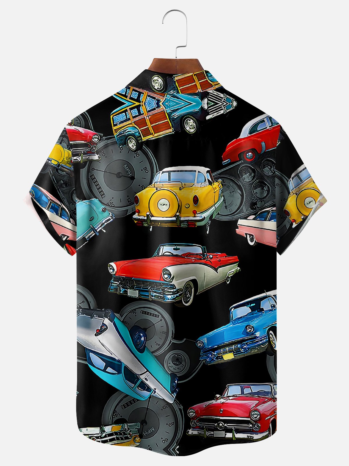Moisture Wicking Vintage Car Chest Pocket Hawaiian Shirt