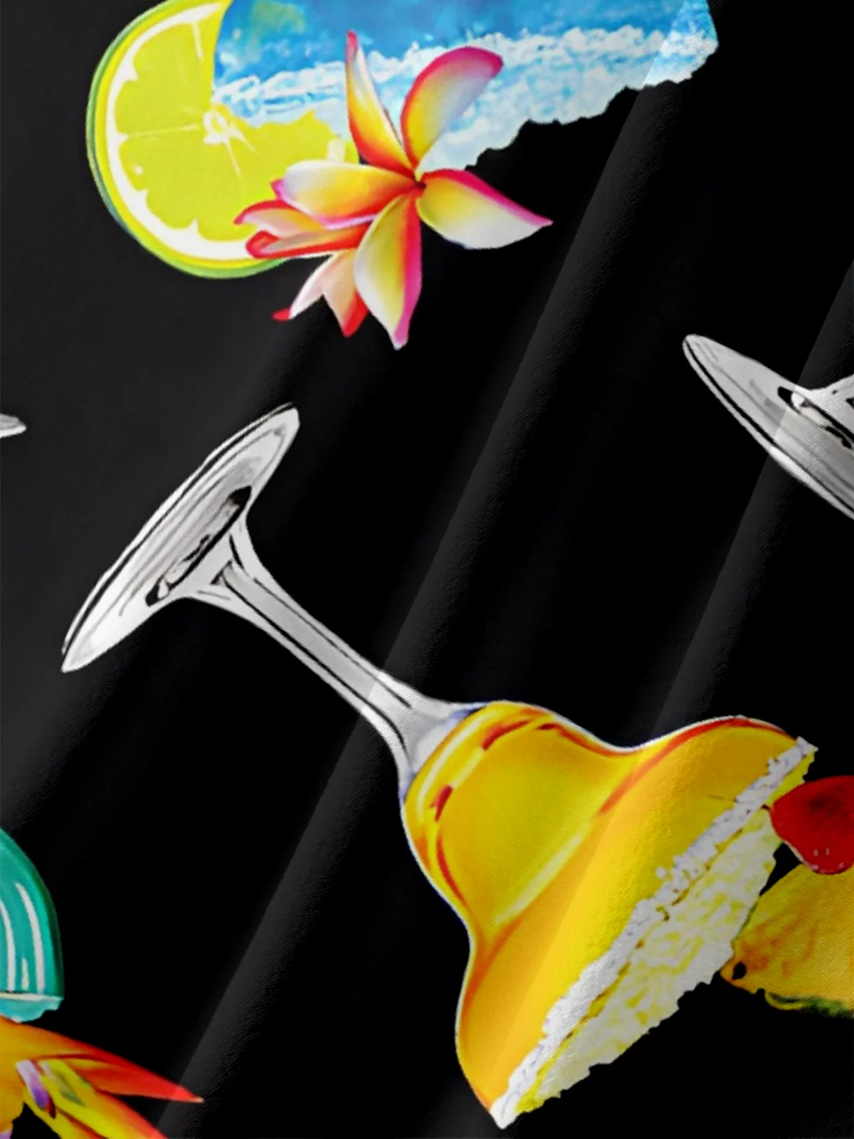 Moisture Wicking Cocktail Chest Pocket Hawaiian Shirt