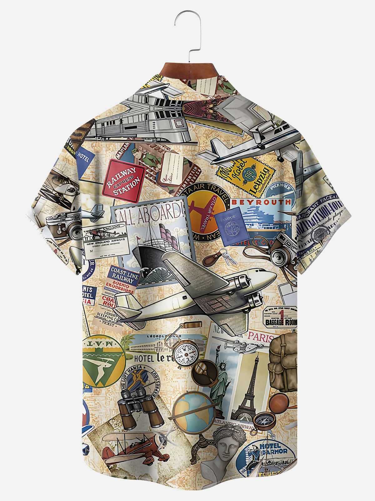 Moisture-Wicking Vintage Vacation City Chest Pocket Hawaiian Shirt