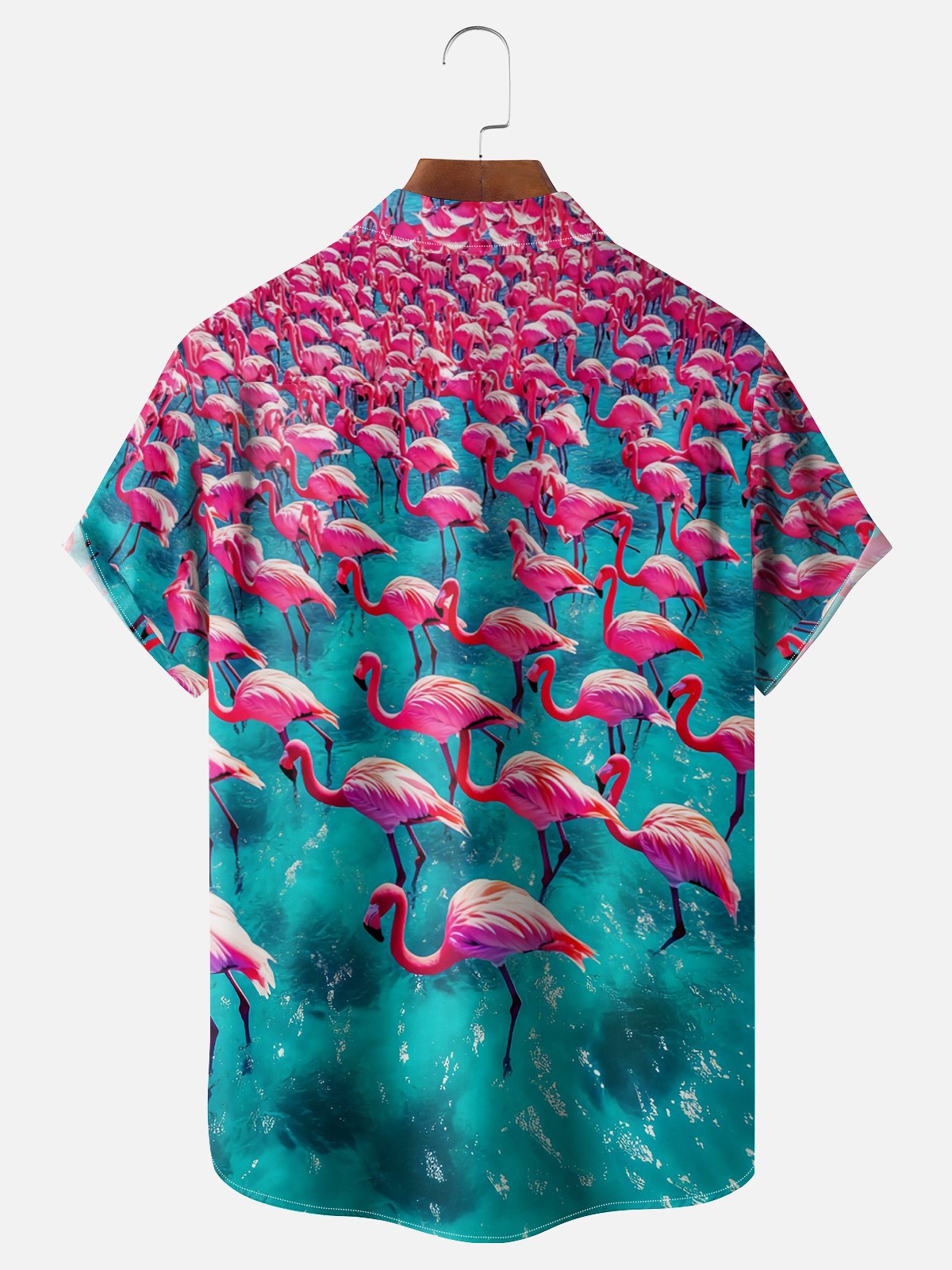 Moisture Wicking Flamingo Chest Pocket Hawaiian Shirt