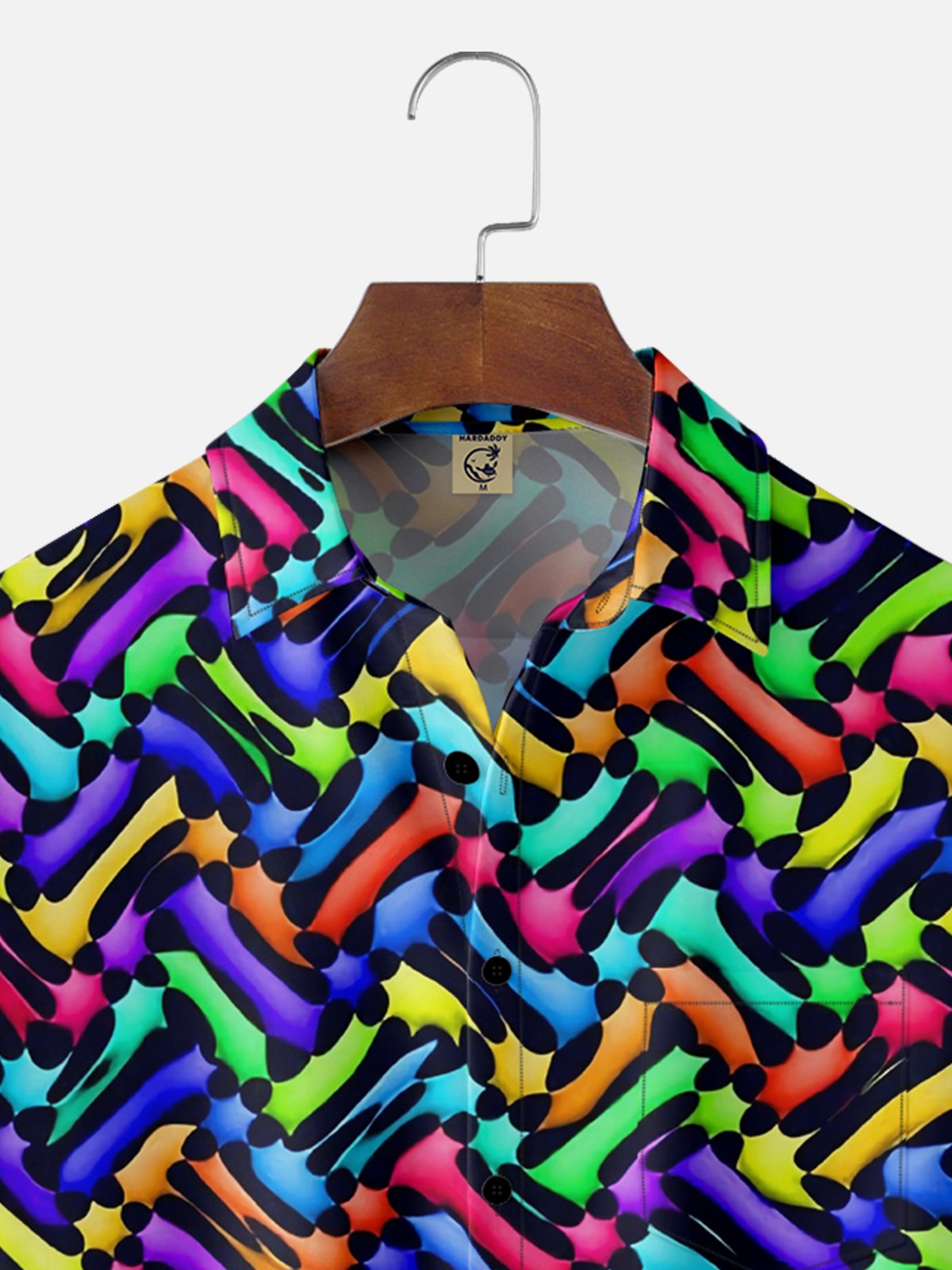 Moisture Wicking Abstract Geometric Chest Pocket Hawaiian Shirt