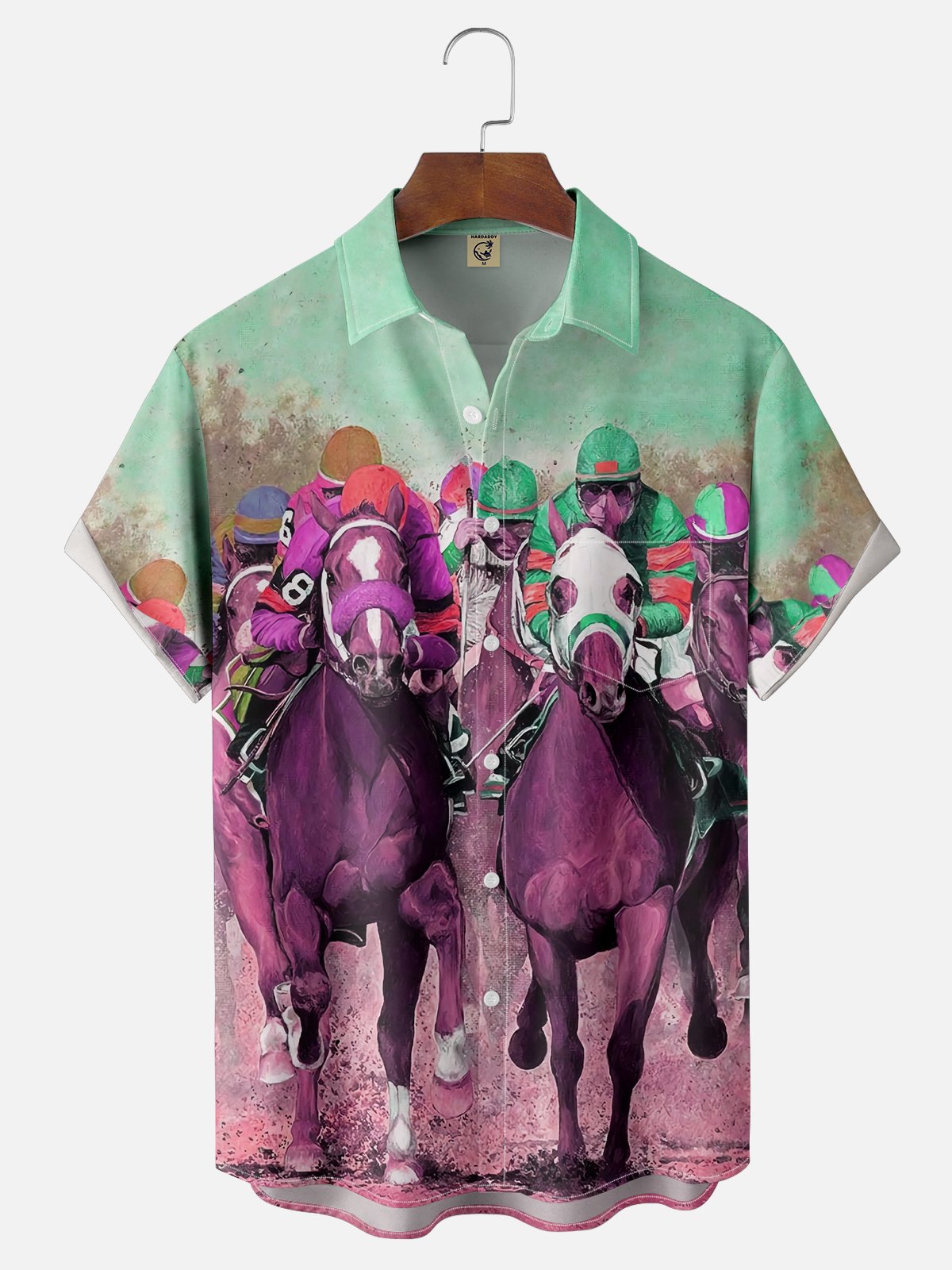 Men's Kentucky Derby Attire Moisture-Wicking Horse Racing Print Shirt