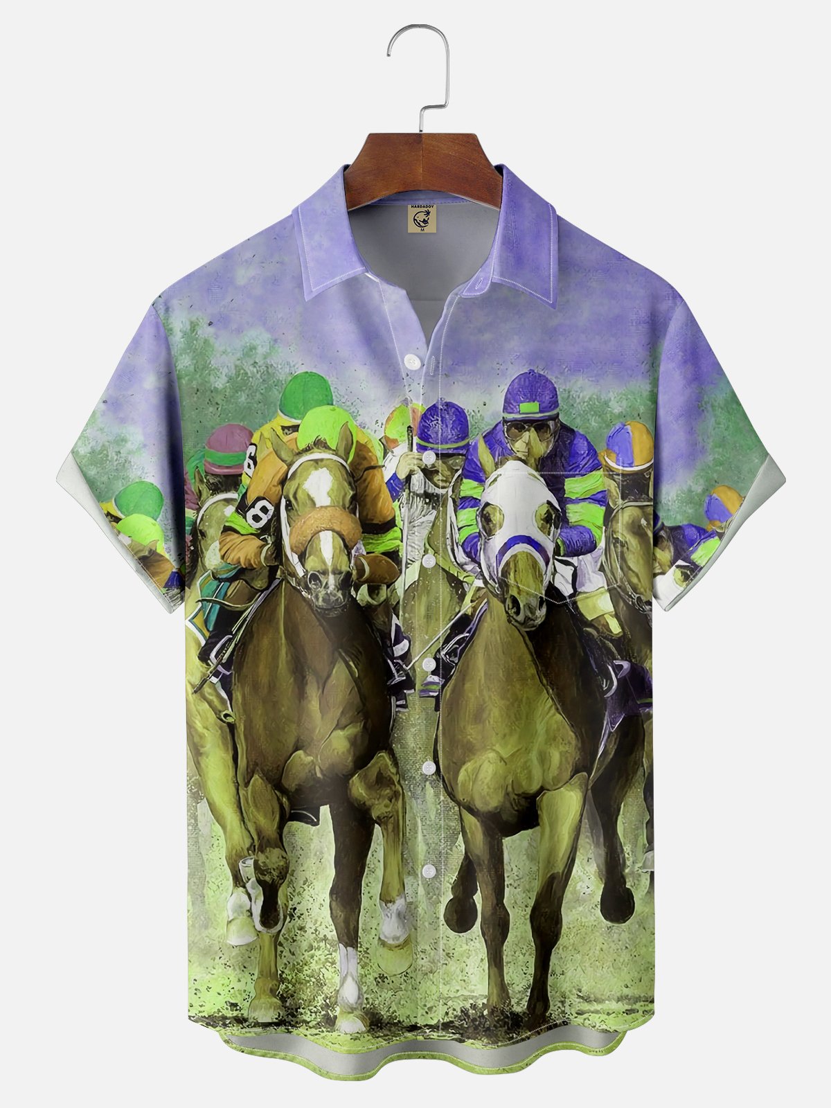 Men's Kentucky Derby Attire Moisture-Wicking Horse Racing Print Shirt