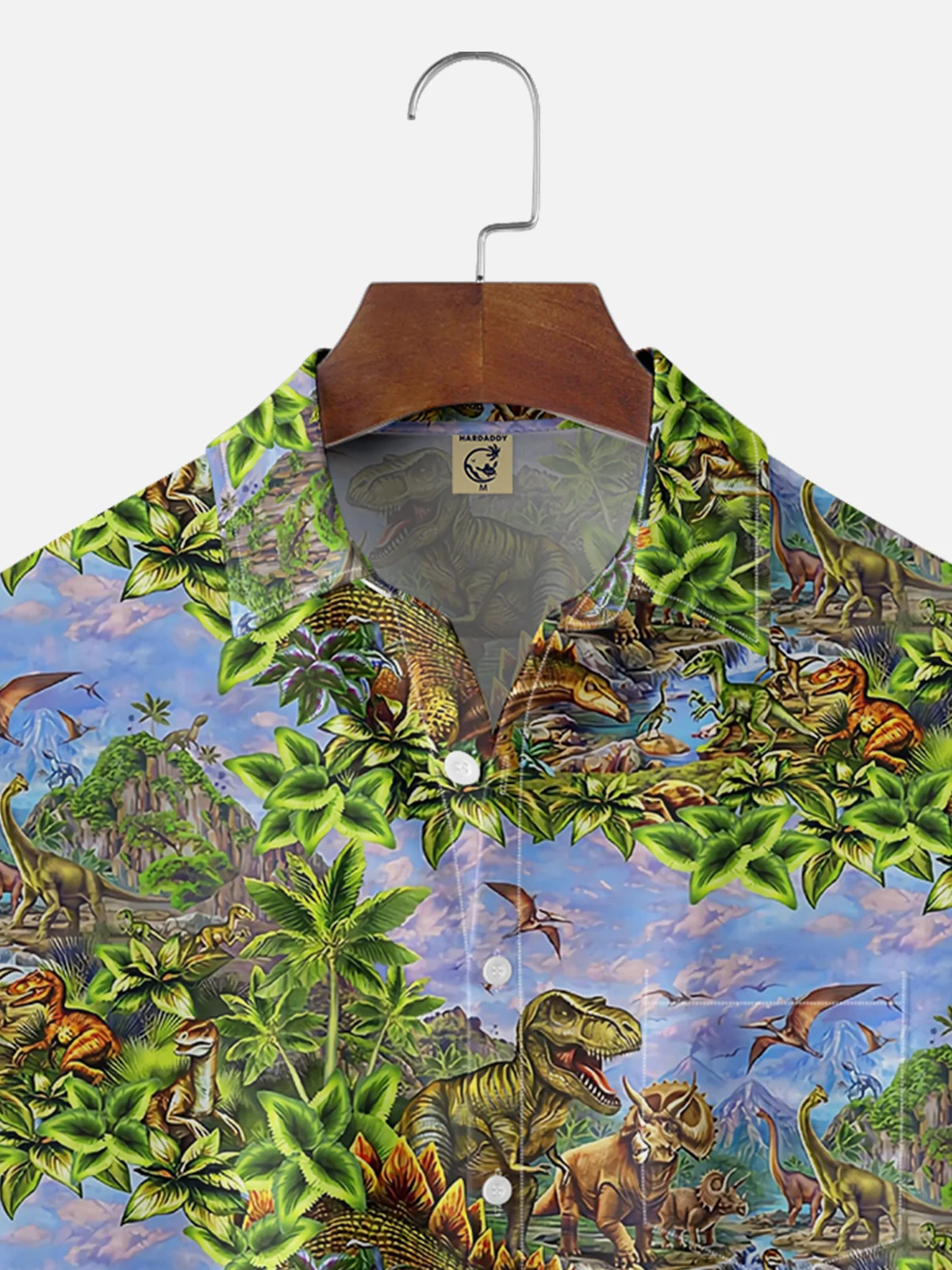 Moisture-Wicking Jurassic Dinosaur Chest Pocket Hawaiian Shirt