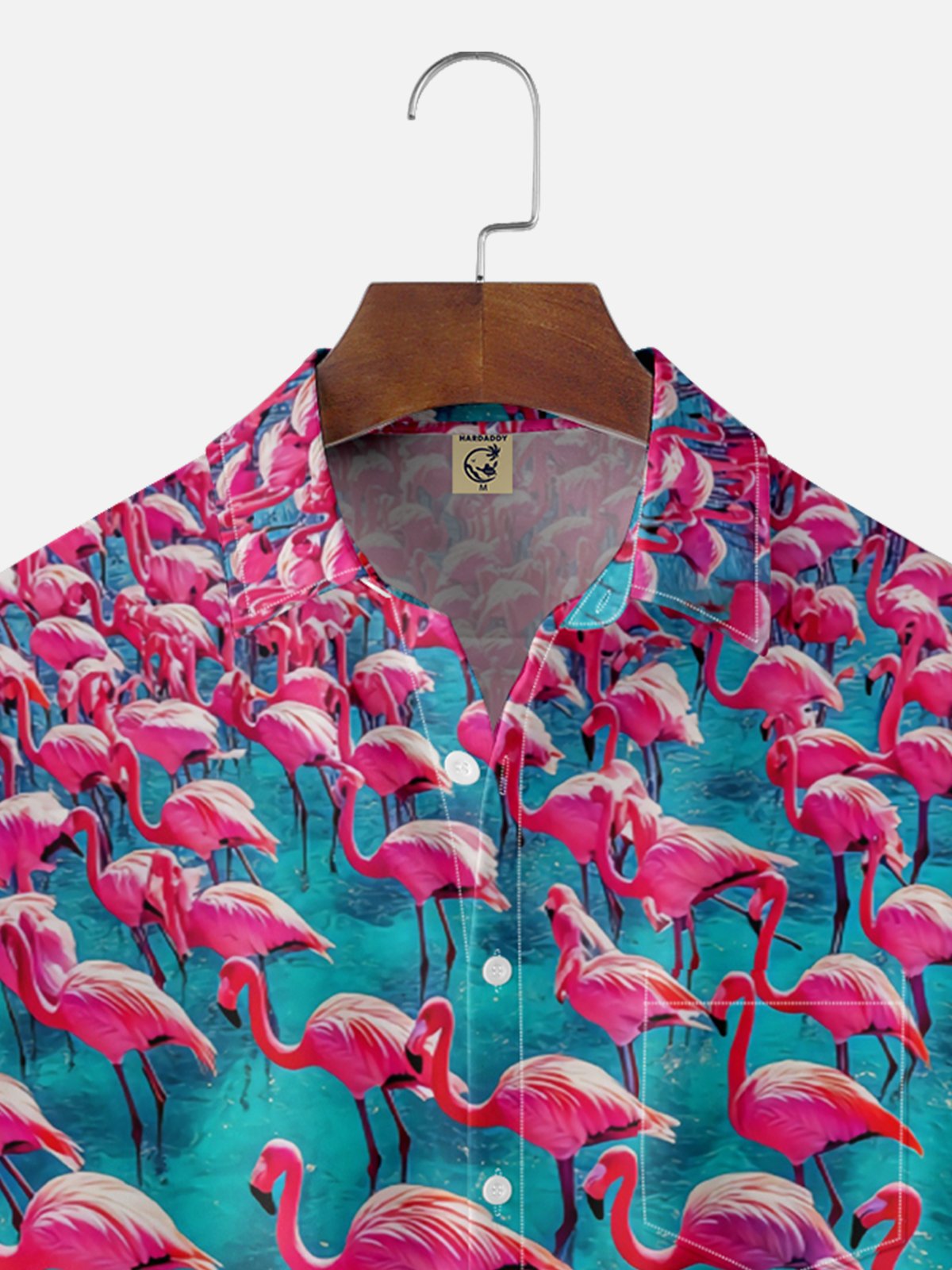 Moisture Wicking Flamingo Chest Pocket Hawaiian Shirt