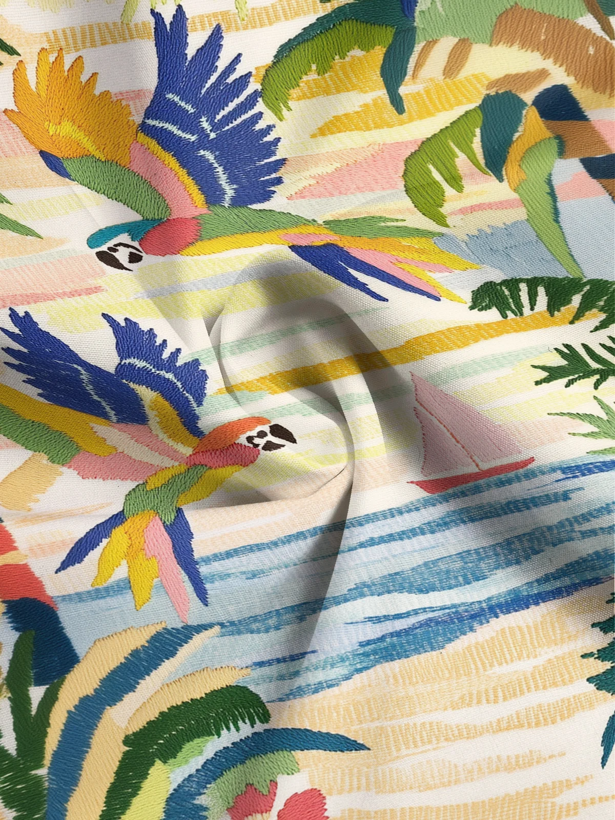 Moisture-wicking Parrot Coconut Beach Hawaiian Shirt
