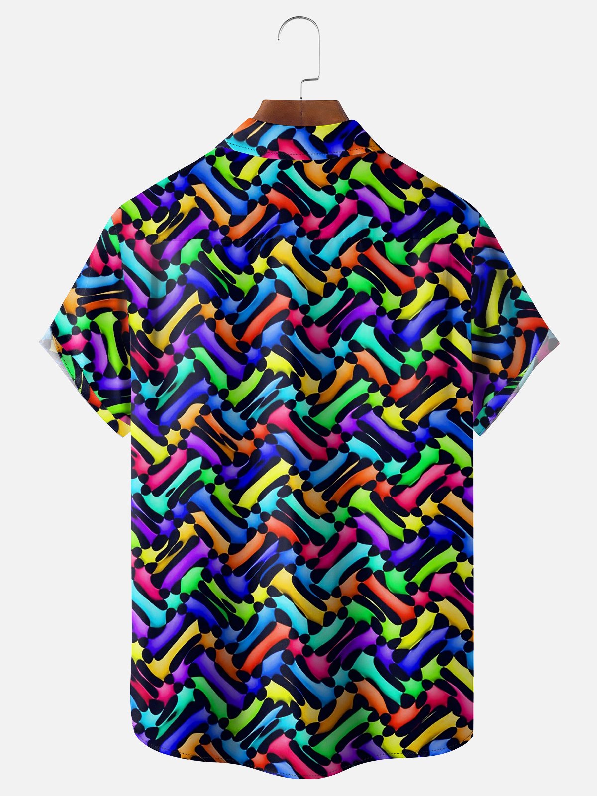Moisture Wicking Abstract Geometric Chest Pocket Hawaiian Shirt