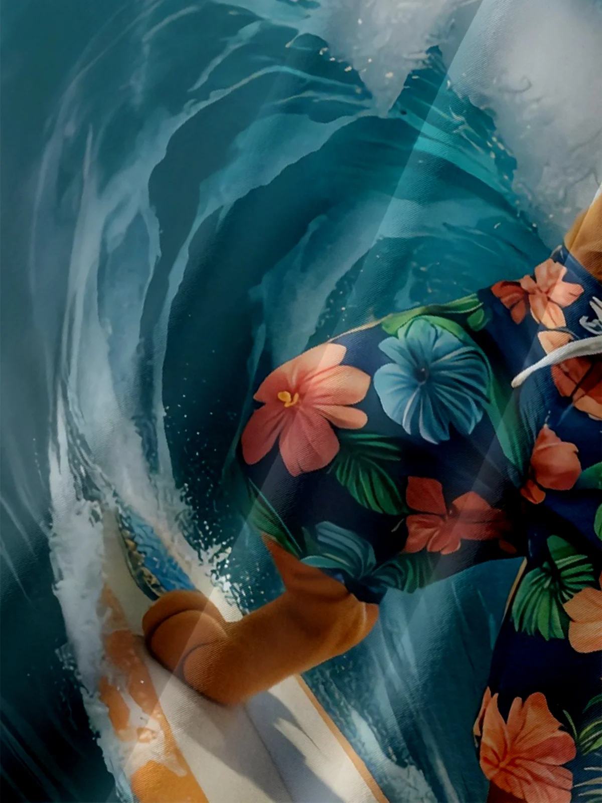 Moisture-Wicking Surf Cat Chest Pocket Hawaiian Shirt