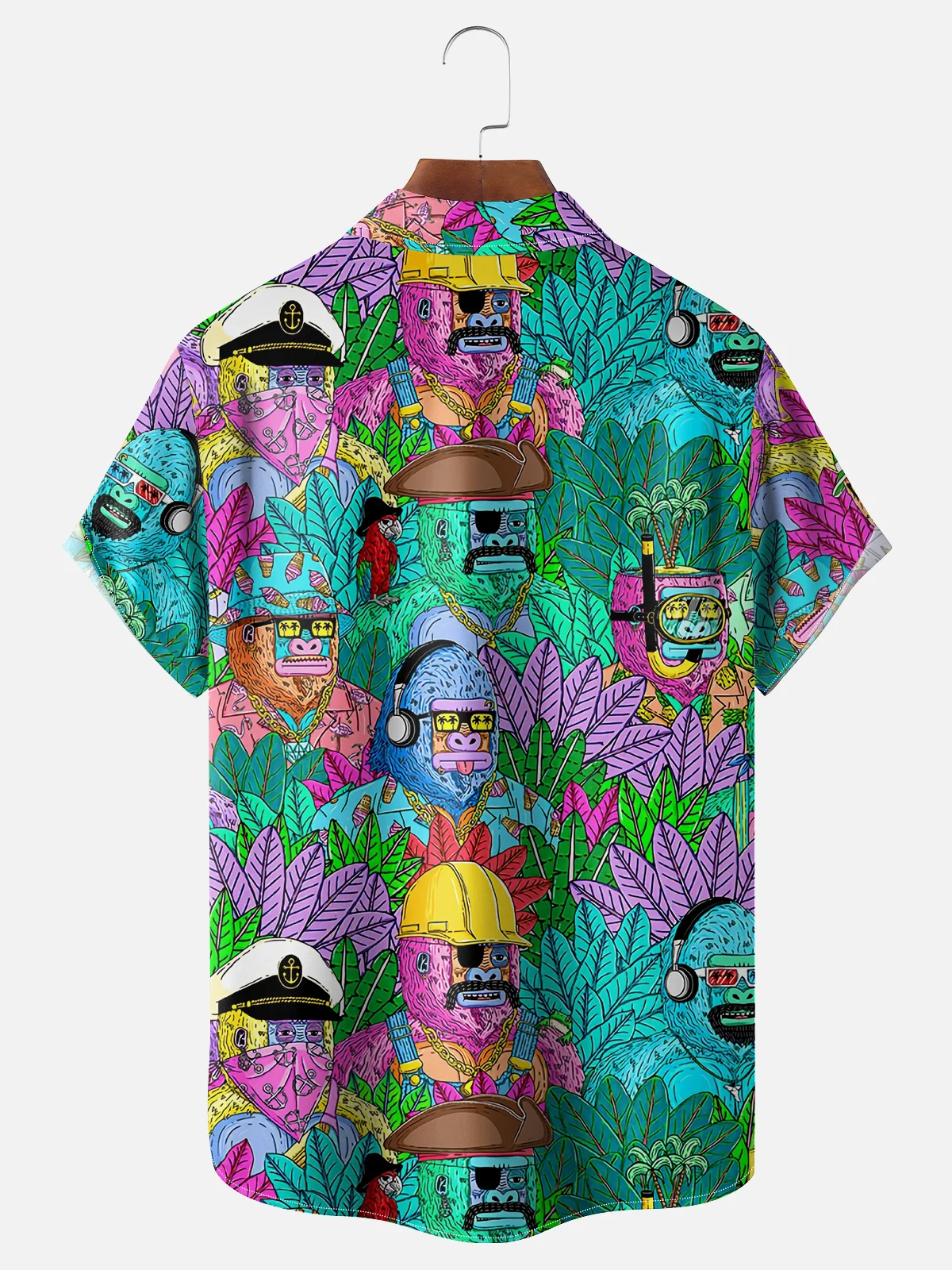 Moisture Wicking Marijuana Leaf Bigfoot Party Chest Pocket Hawaiian Shirt