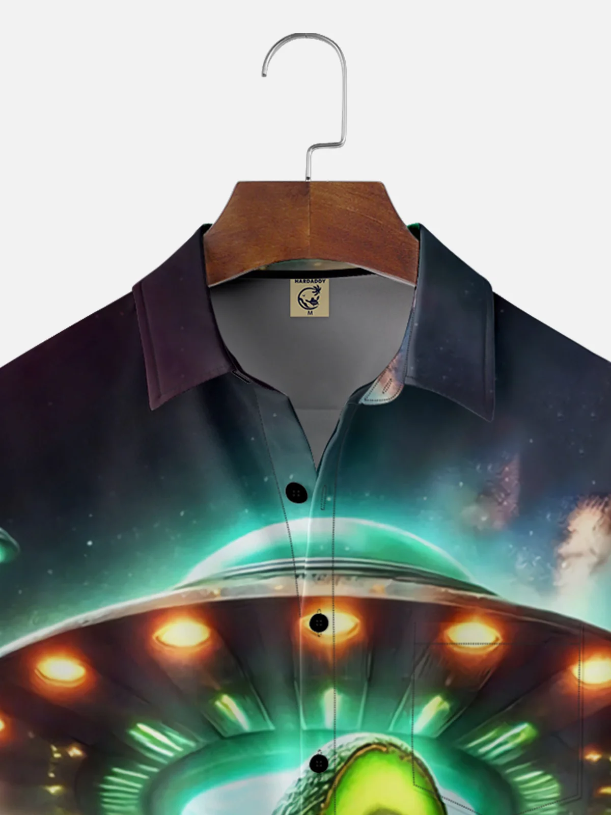 Moisture Wicking Alien UFO Avocado Gorilla Chest Pocket Hawaiian Shirt