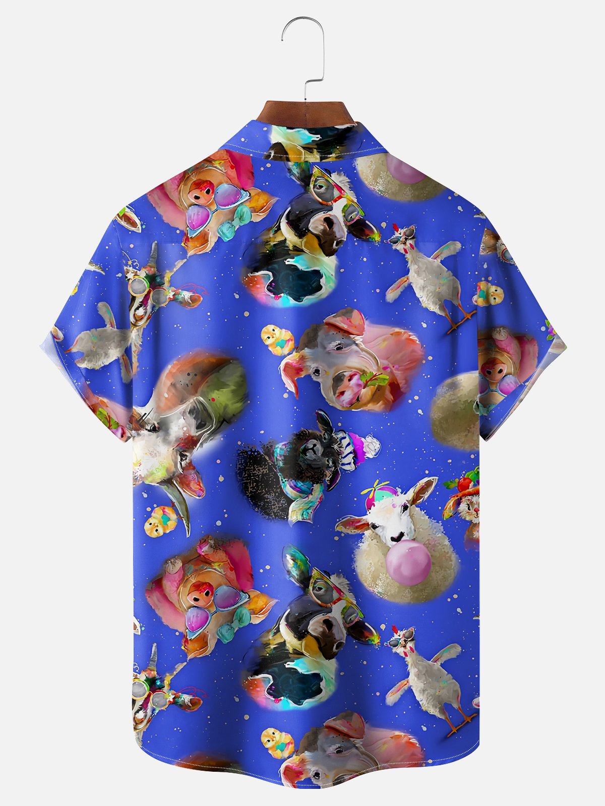 Moisture Wicking Pig Cow Chicken Sheep Chest Pocket Hawaiian Shirt