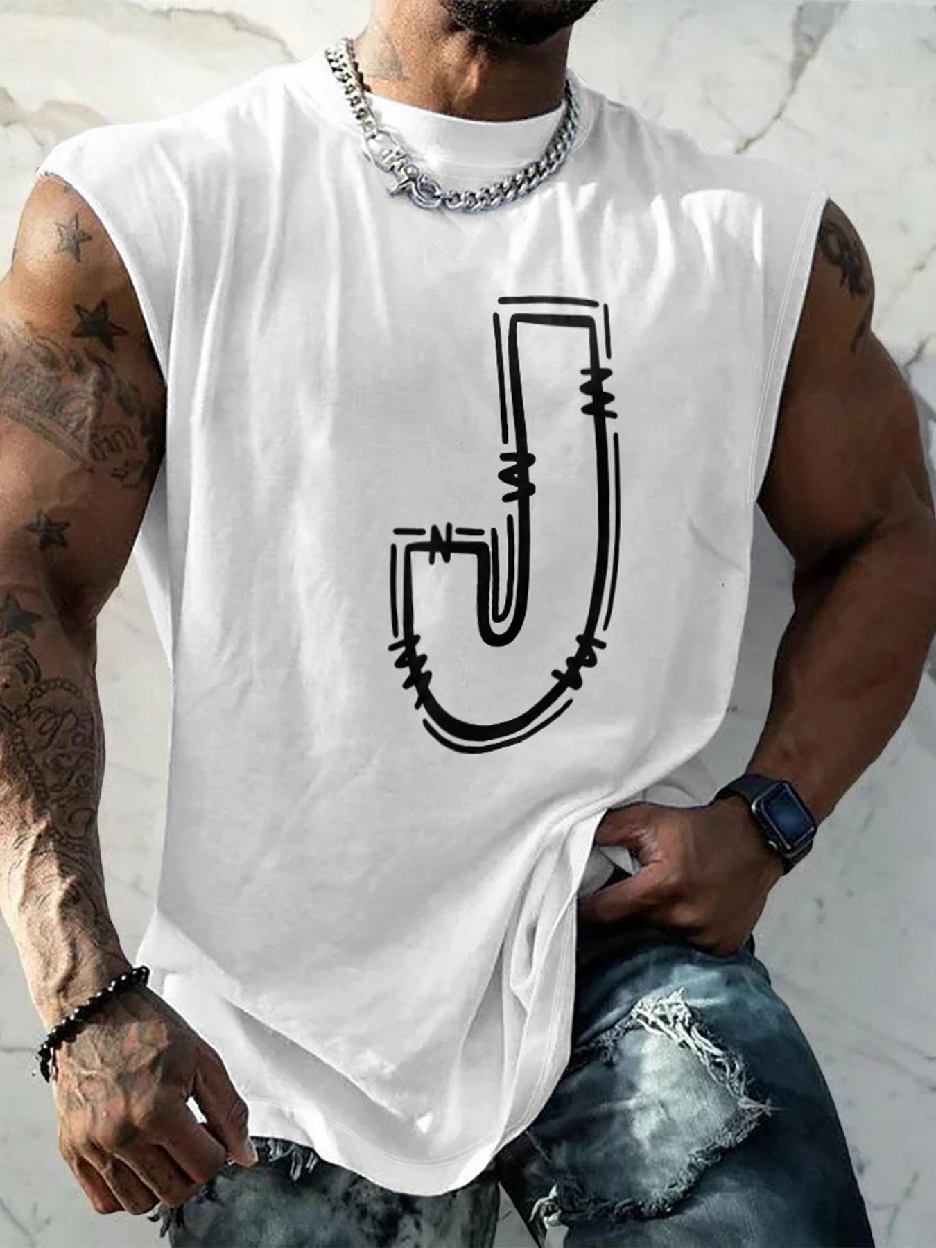 Mens Crewneck Tank Tops J For Jesus Beach Sleeveless Shirt