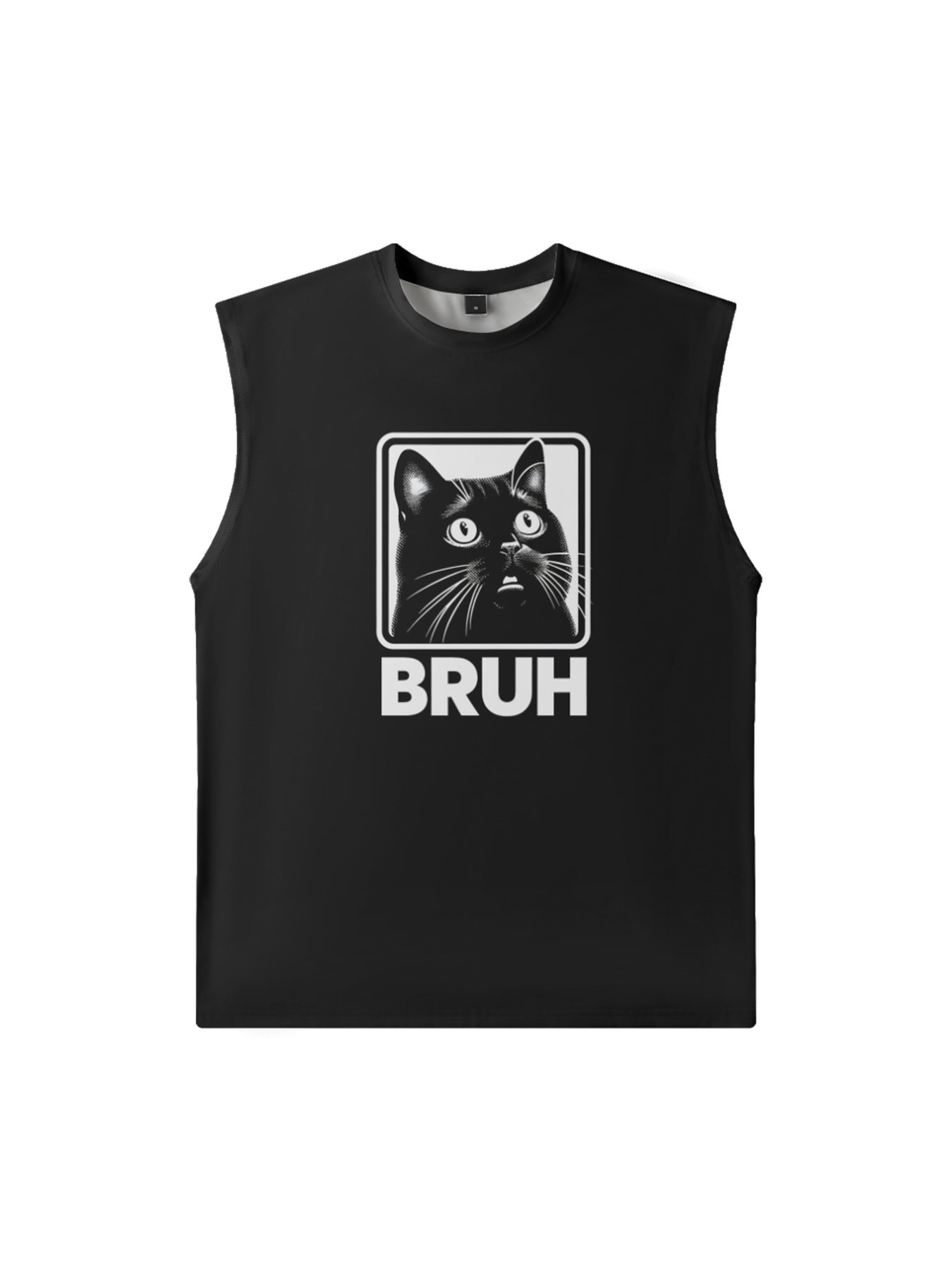 Mens Crewneck Tank Tops Cat BRUH Beach Sleeveless Shirt