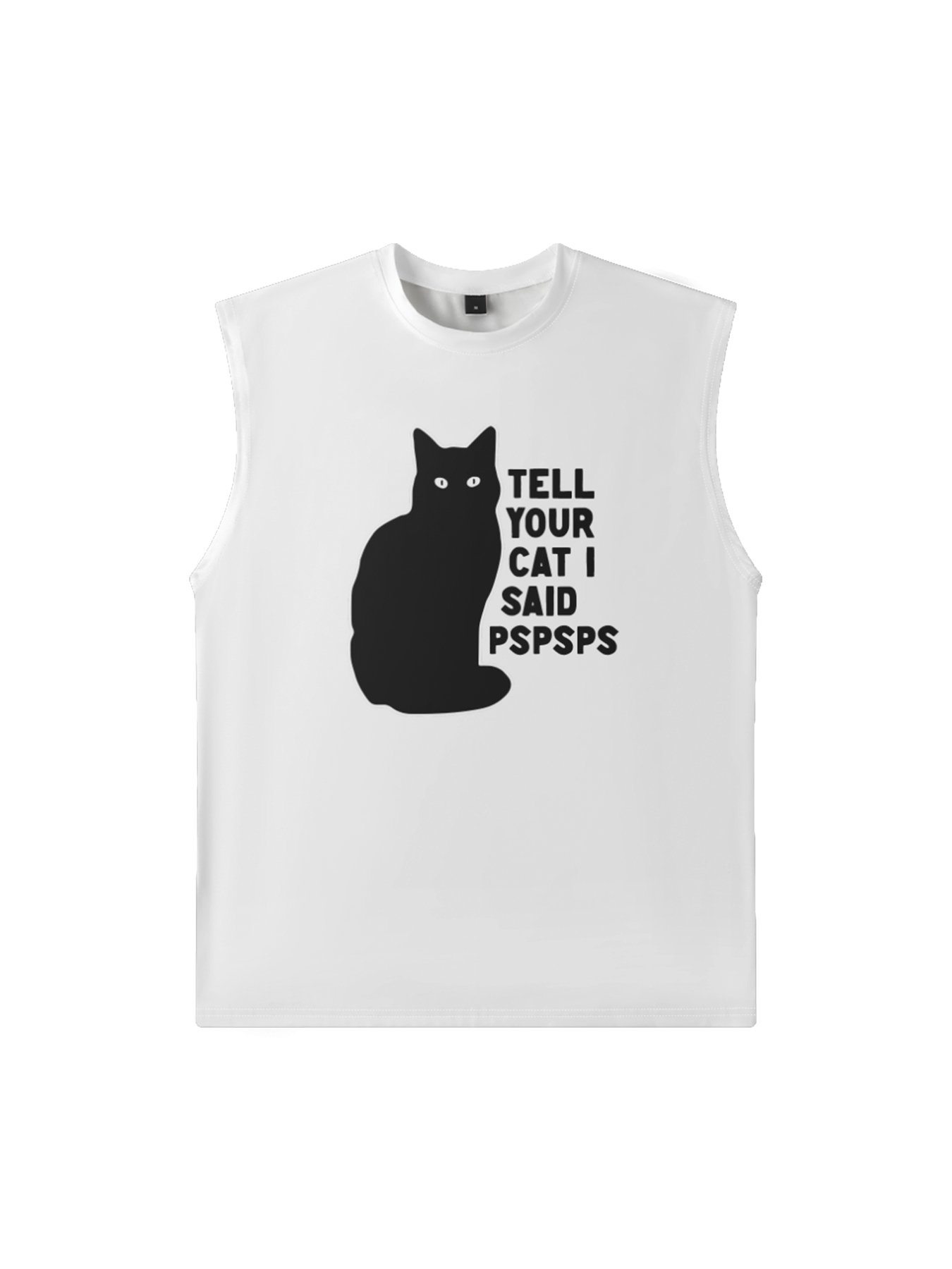 Mens Crewneck Tank Tops Black Cat Beach Sleeveless Shirt