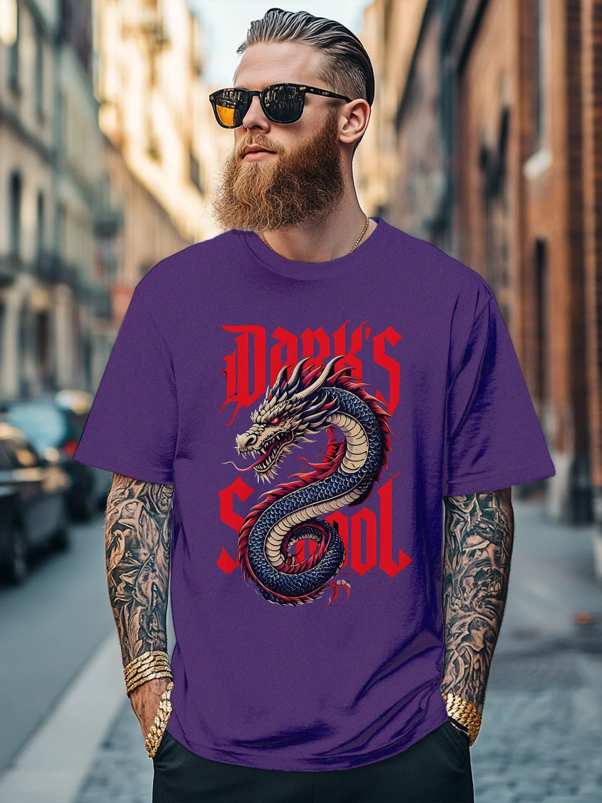 Men's Fun Art Dragon Fitted T-shirts