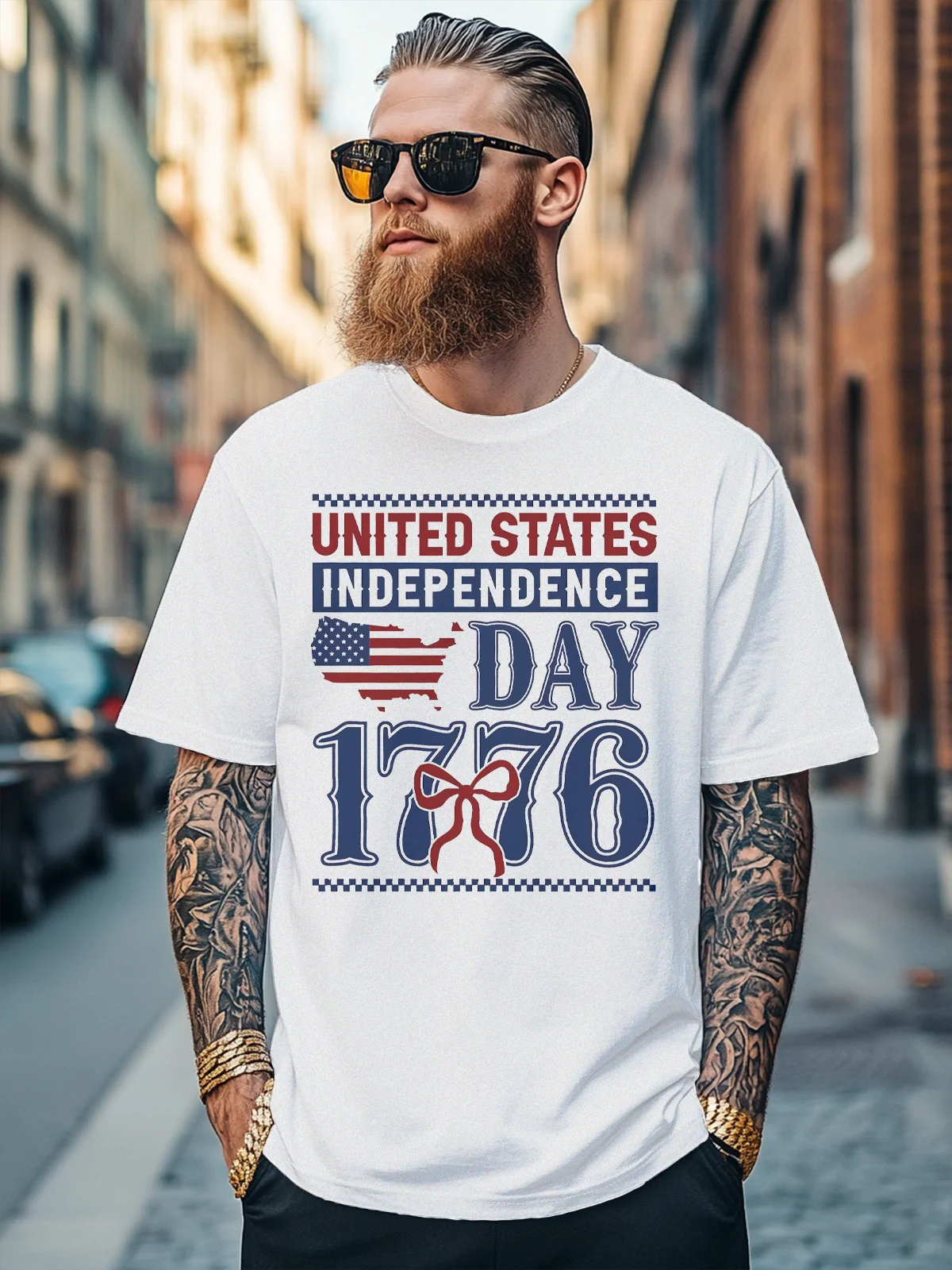 Men's Funny American Flag Independence Day Fitted T-shirts