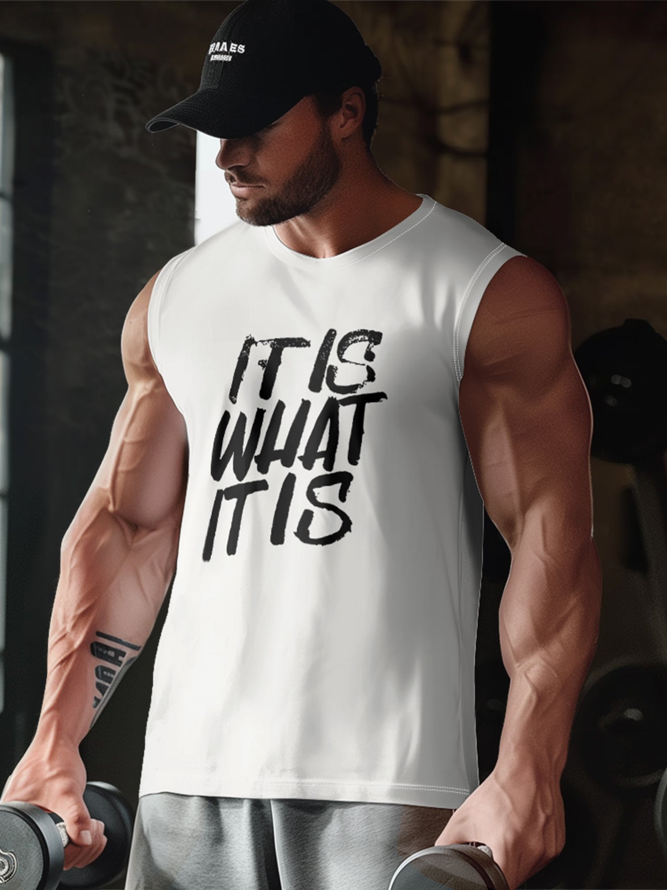 Mens Crewneck Tank Tops It Is What It Is Beach Sleeveless Shirt