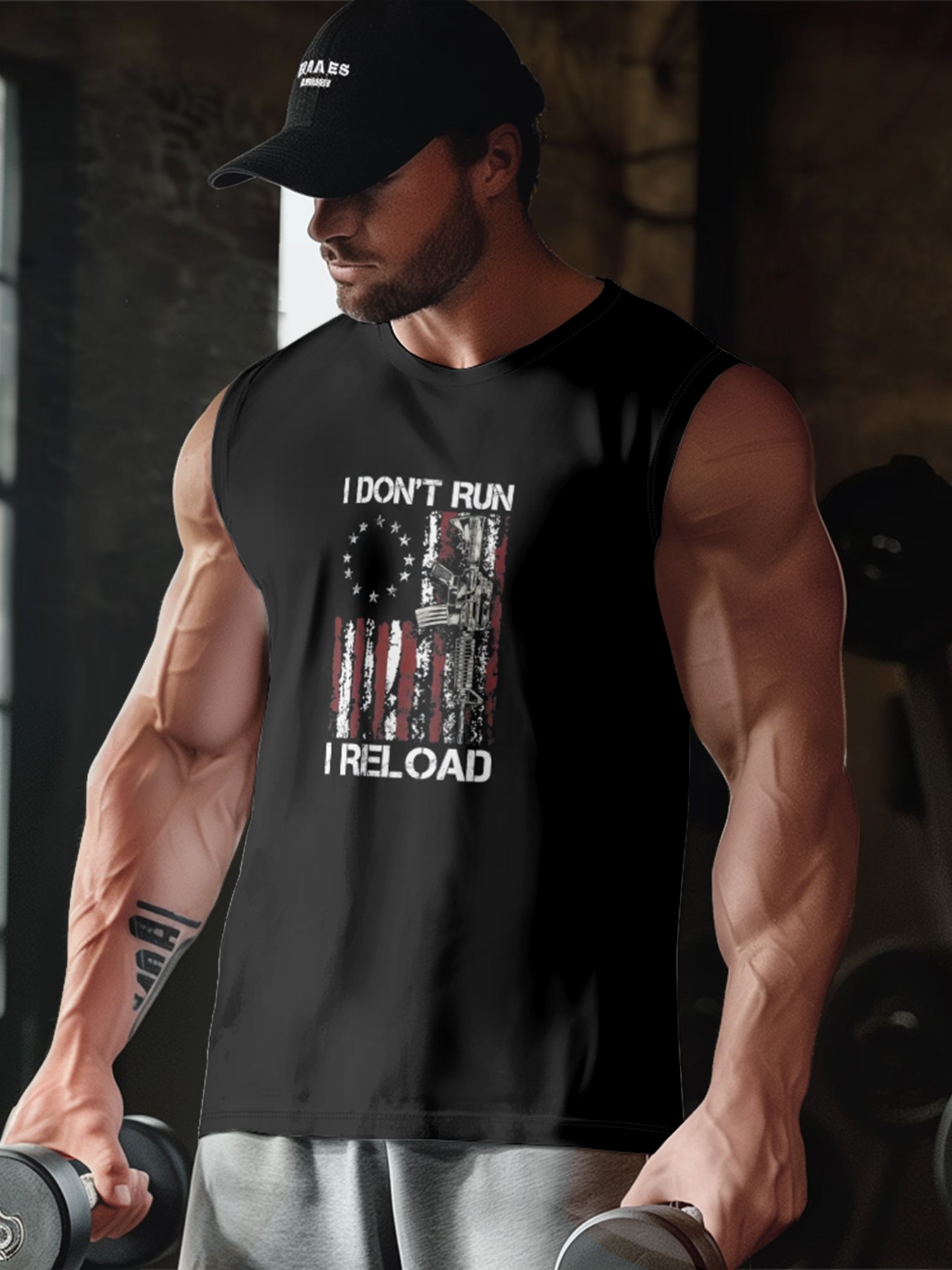 Mens Crewneck Tank Tops American Flag Beach Sleeveless Shirt