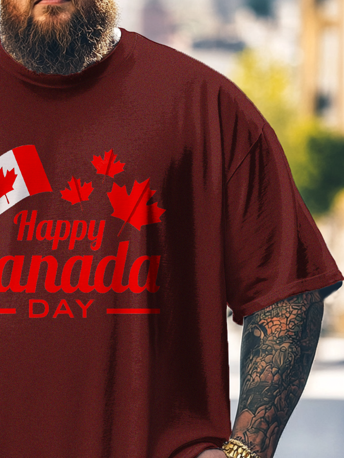 Big Size Men's Happy Canada Day Loose T-shirt