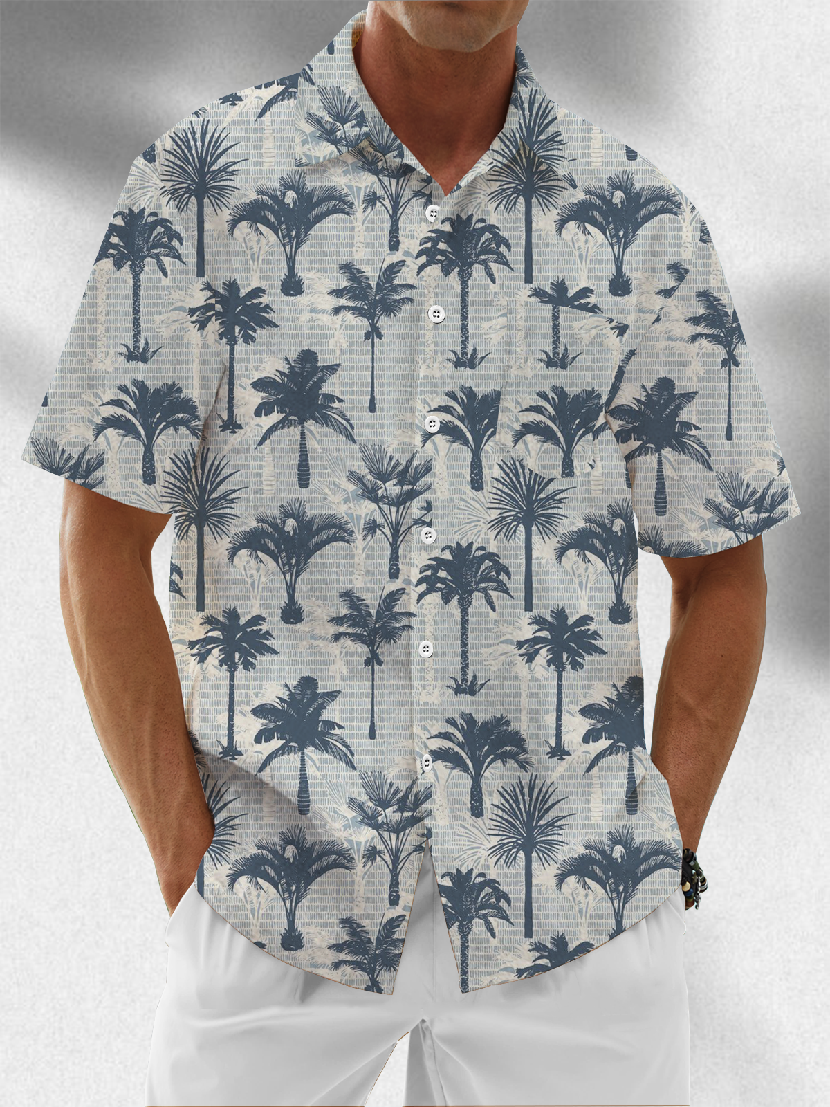 Moisture Wicking Tropical Botanical Chest Pocket Hawaiian Shirt